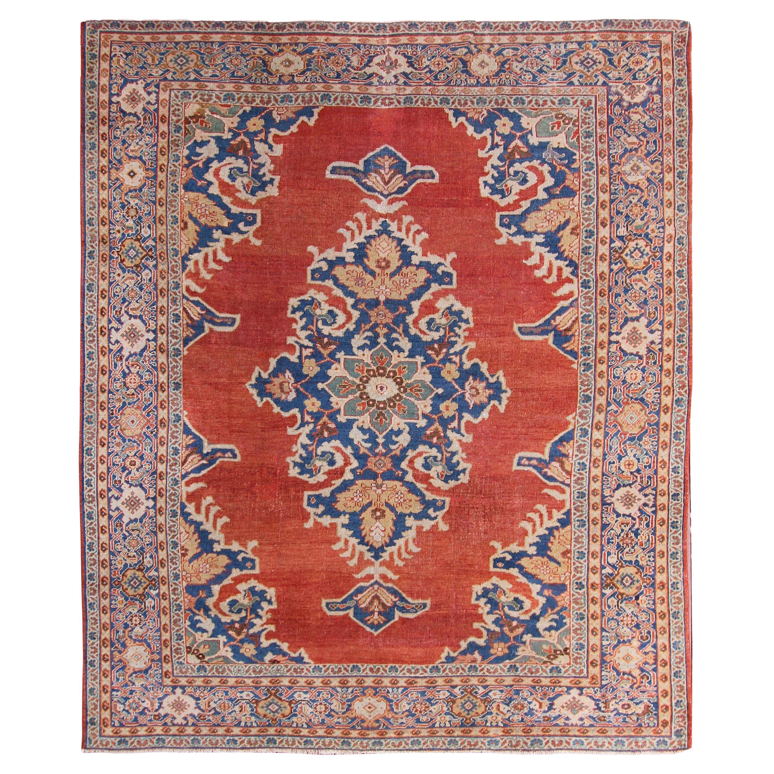Antiker persischer Mahal-Teppich aus antikem Sultanabad, Rost, geometrisch, 1880, 10x12, antik