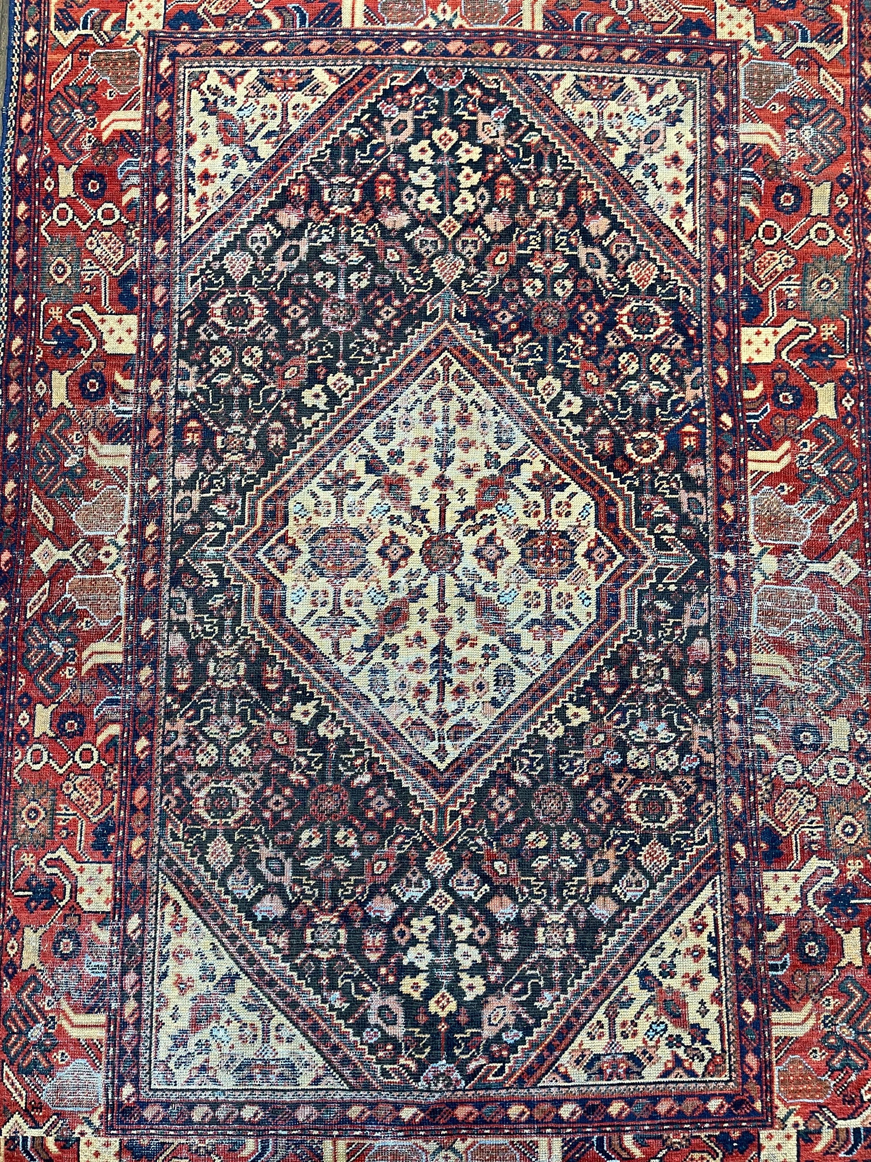 Vegetable Dyed Antique Persian Mahal Rug circa 1900 For Sale