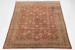 Antique Persian Mahal Rug – Floral Medallion Design – 10x13 Rust & Sage Wool