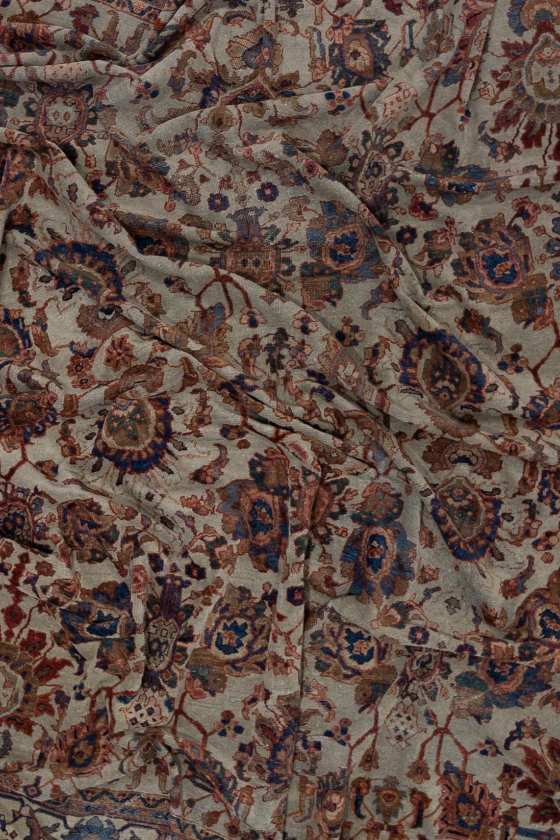 Age: Circa 1920

Colors: blue, oxblood, cream

Pile: medium, original

Wear Notes: 1

Material: Wool on Cotton. 

Traditional antique Persian Mahal woven in the early 20th century. Full original colors and pile. 

Vintage rugs are made