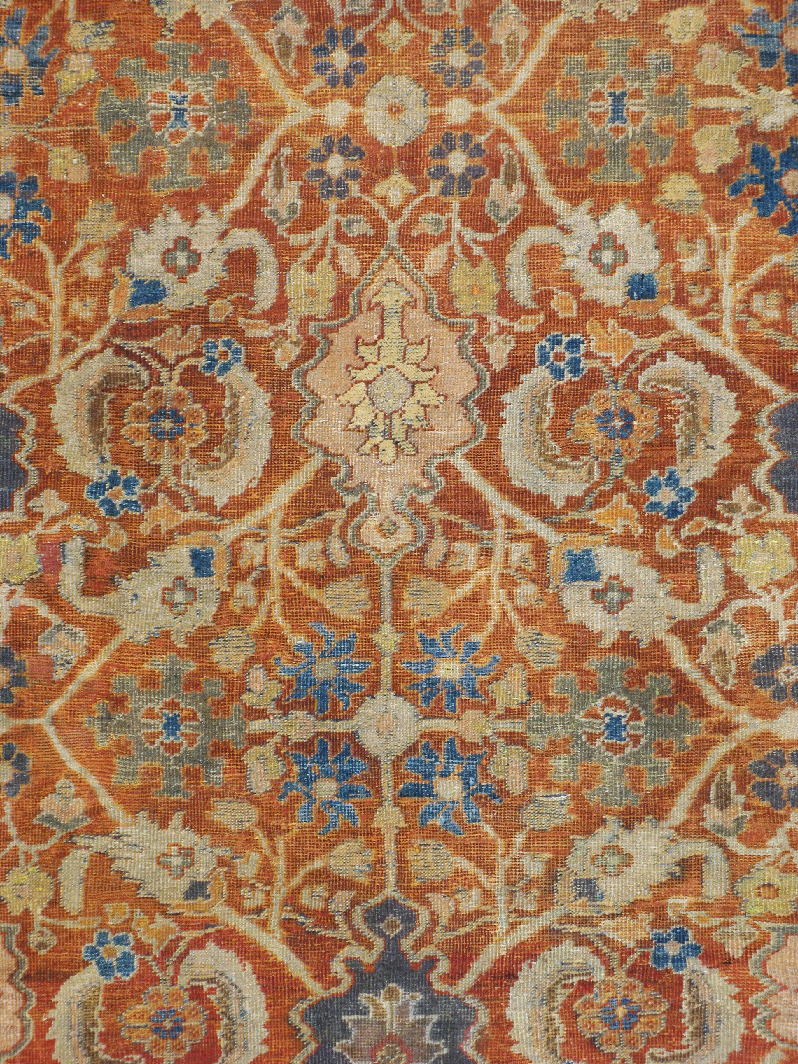 Rustic Antique Persian Mahal Rug