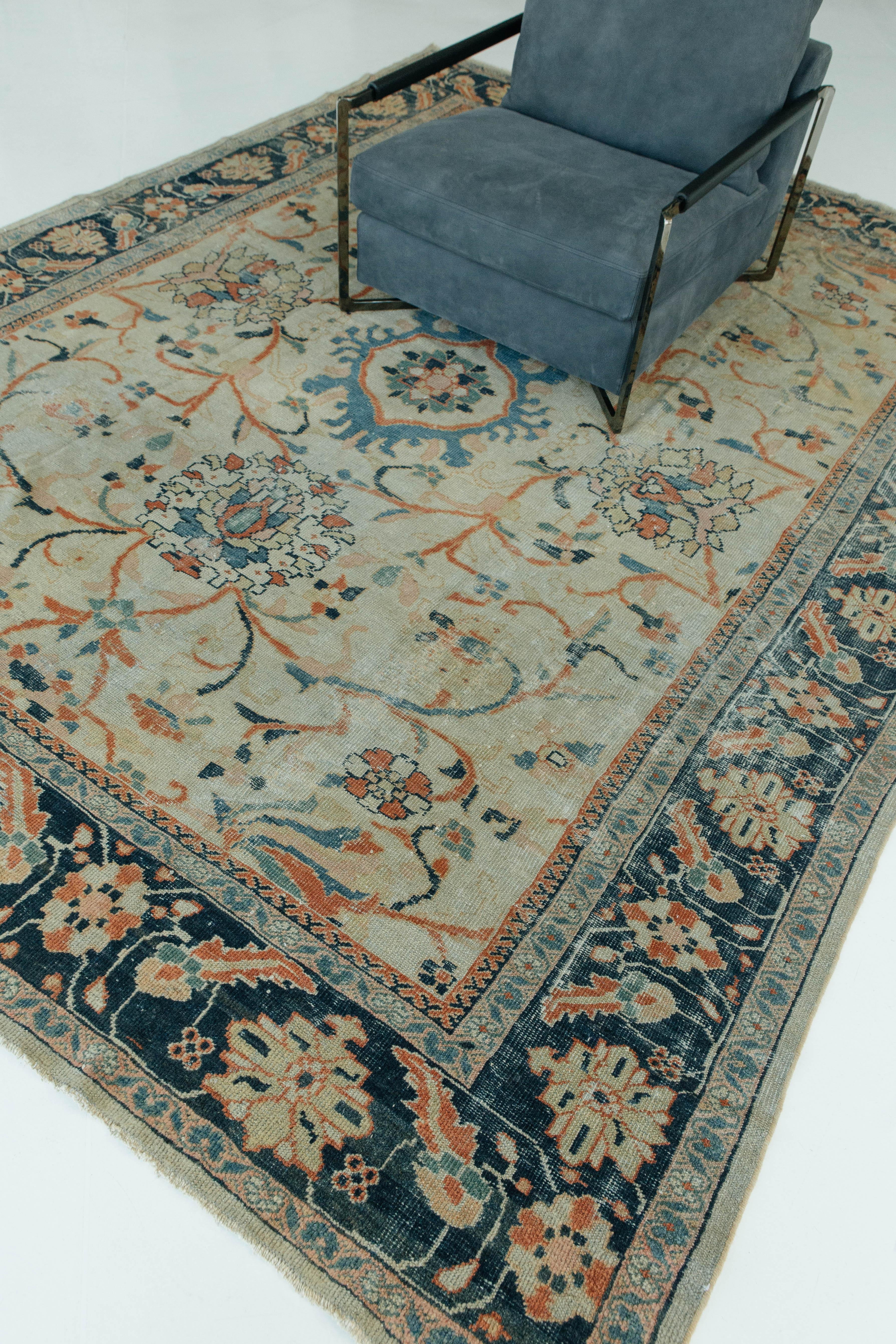 19th Century Antique Persian Mahal Rug For Sale