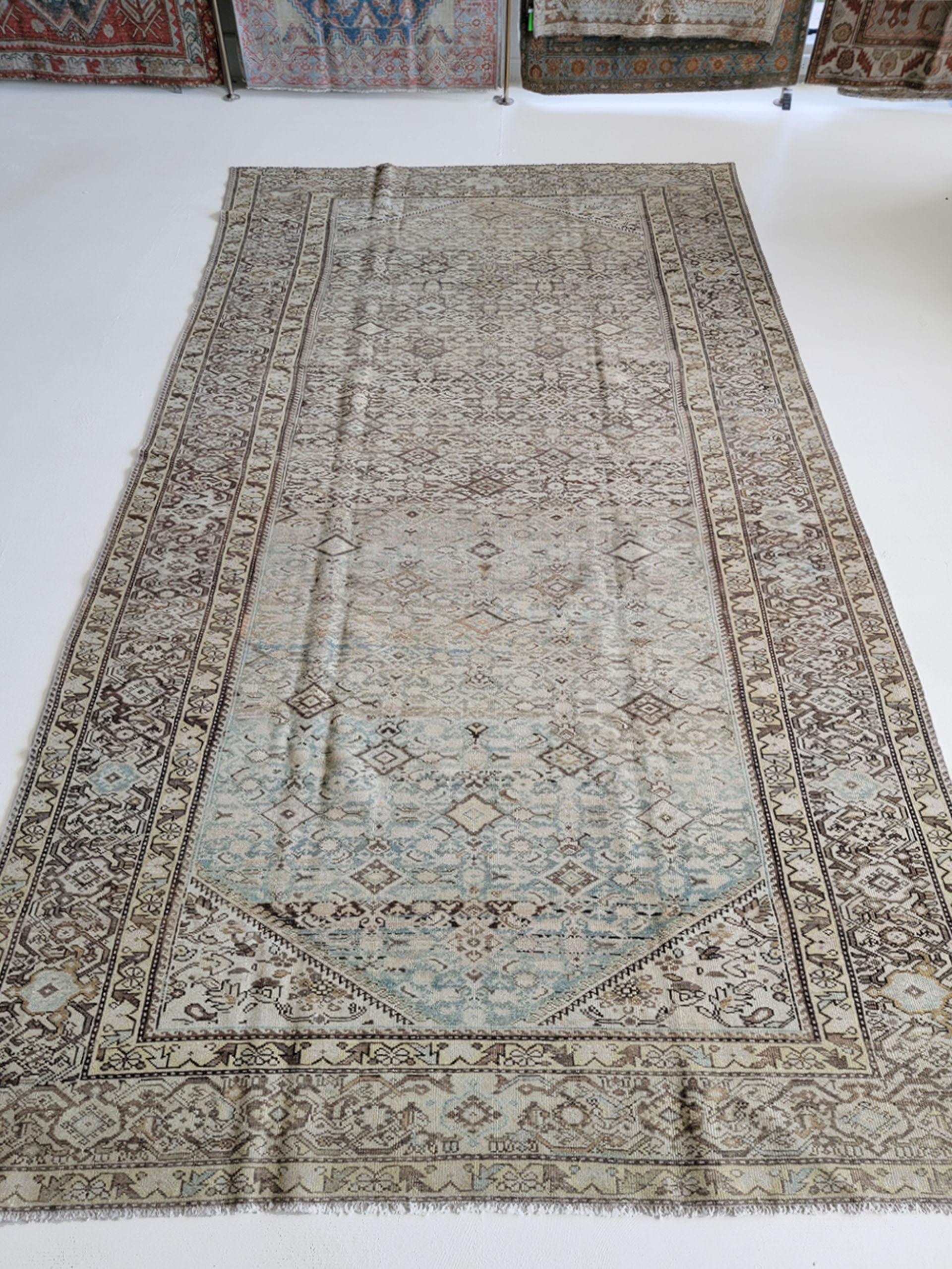 Hand-Woven Antique Persian Mahal Rug For Sale