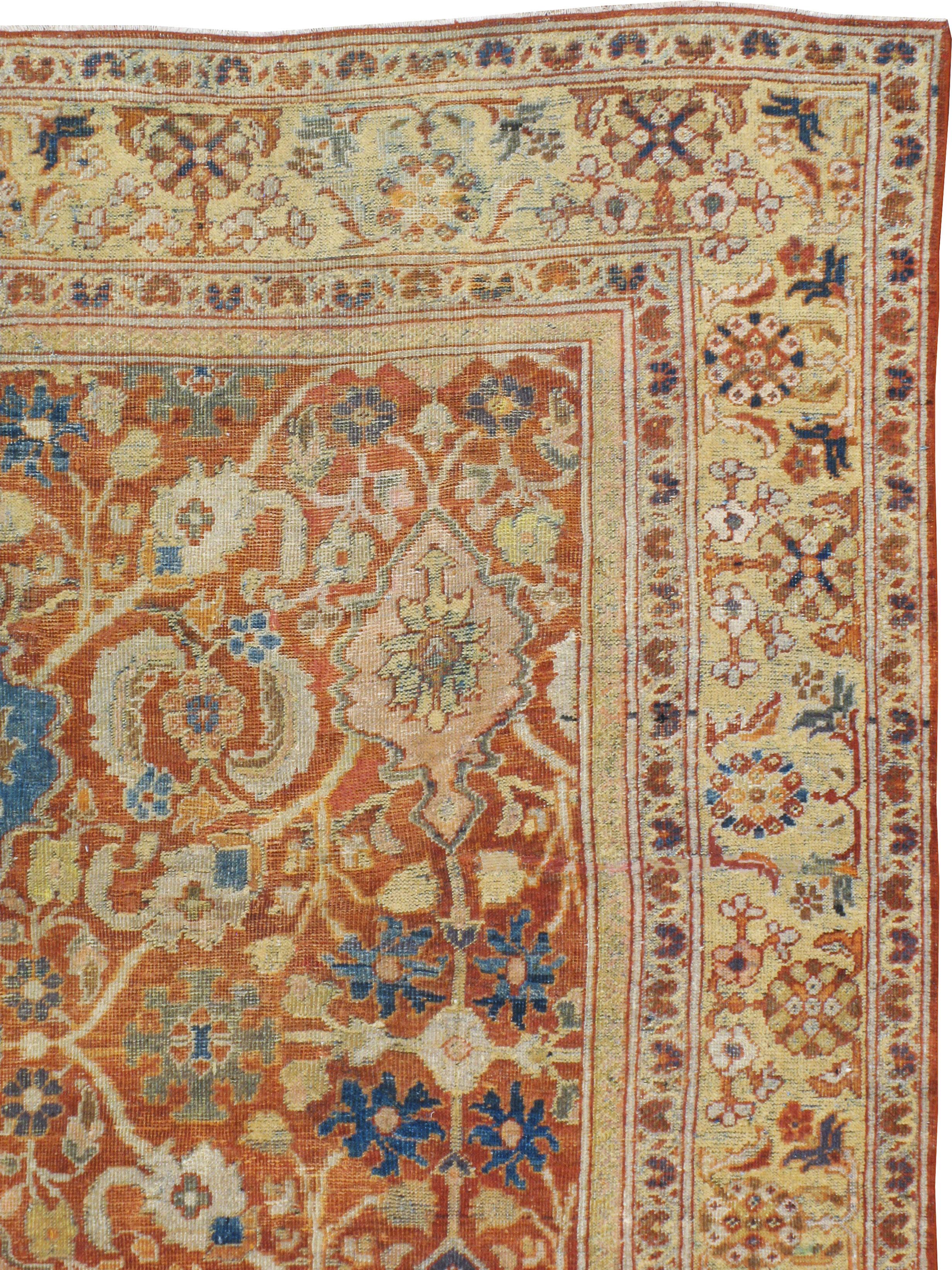 Hand-Knotted Antique Persian Mahal Rug