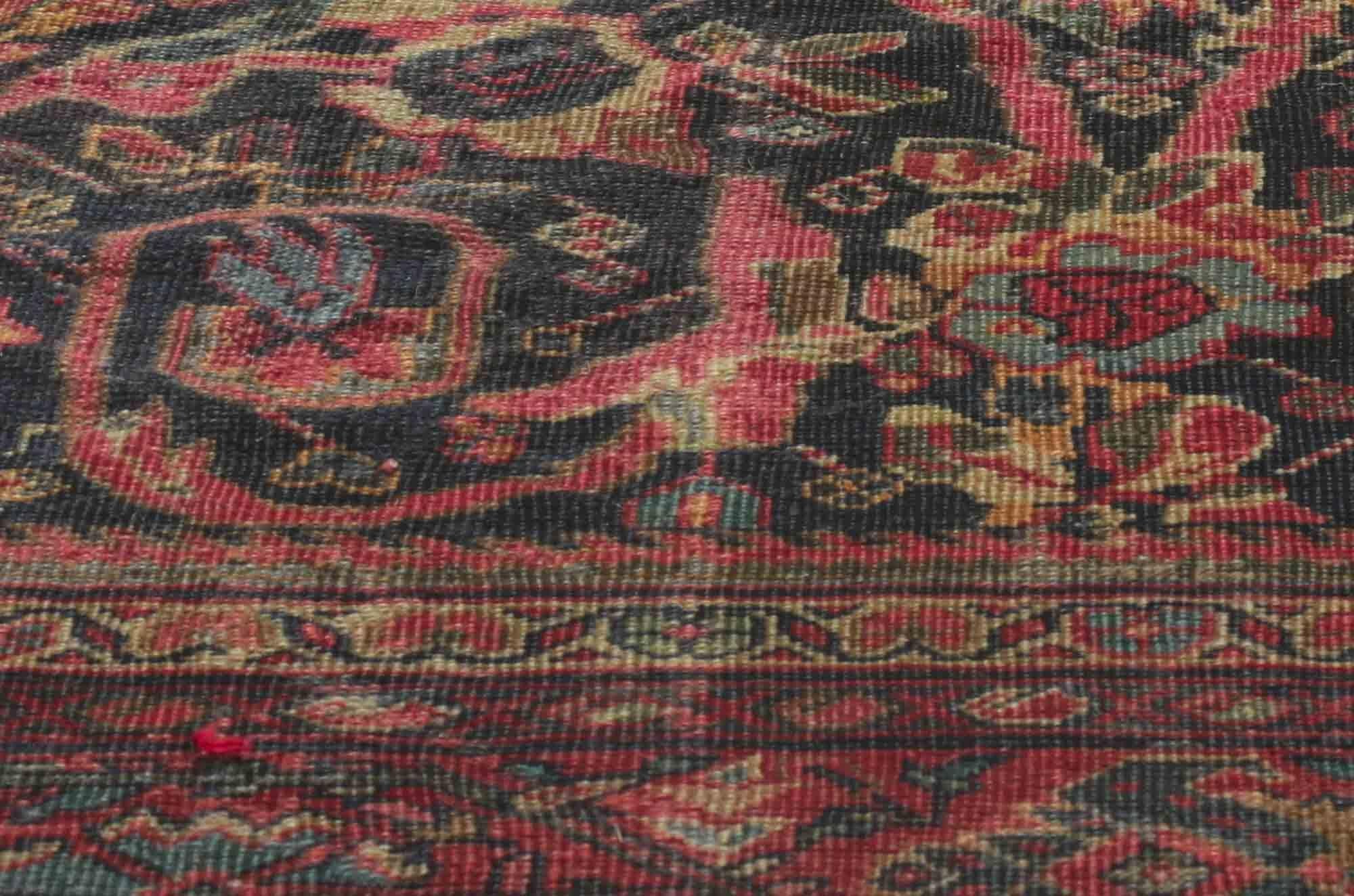 Antique Persian Mahal Rug In Distressed Condition For Sale In Dallas, TX