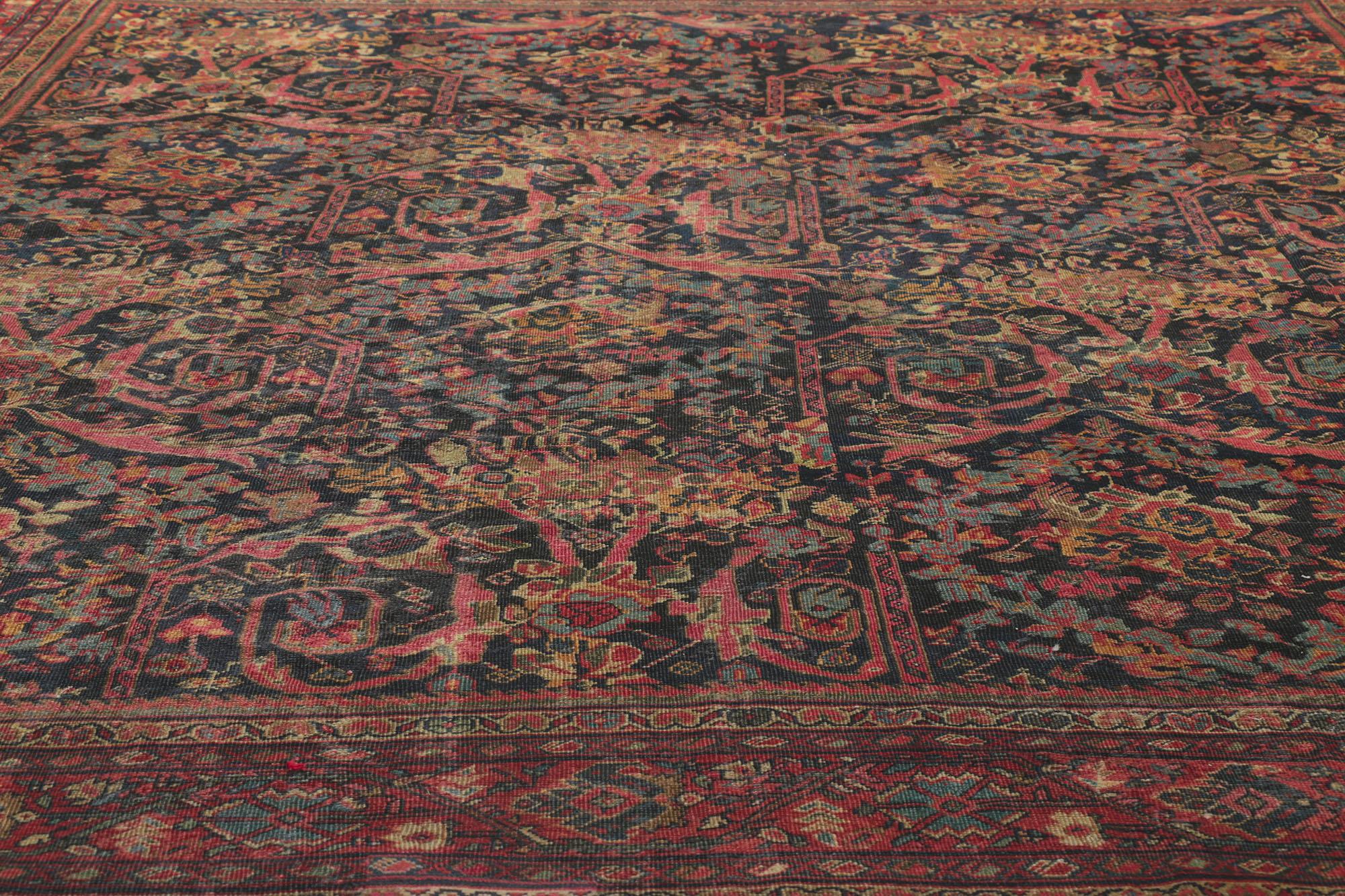 Ancien tapis persan Mahal Abîmé - En vente à Dallas, TX