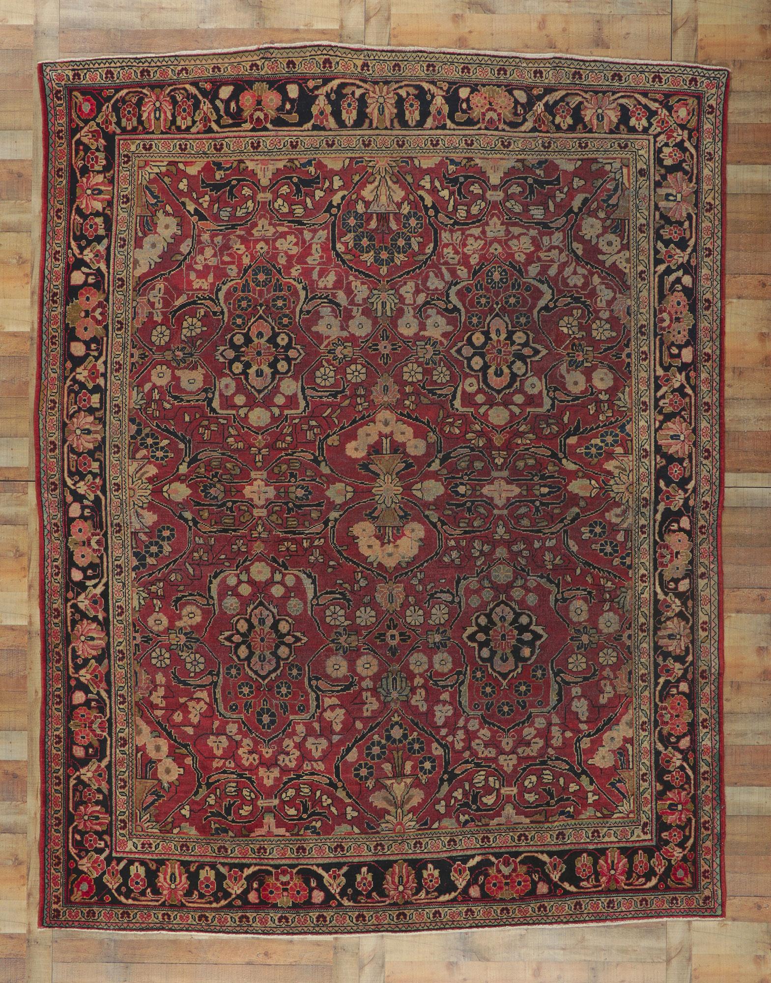 Antiker persischer Mahal-Teppich (Wolle) im Angebot