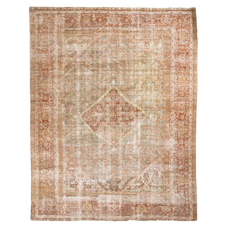 Distressed Antique Persian Mahal Rug at 1stDibs