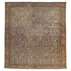 Antique Persian Mahal Rug - Hand-Knotted Allover Floral Wool 13x14