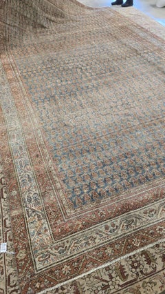 Antique Persian Mahal Rug, Hand-Knotted Wool, Paisley Design, 1920