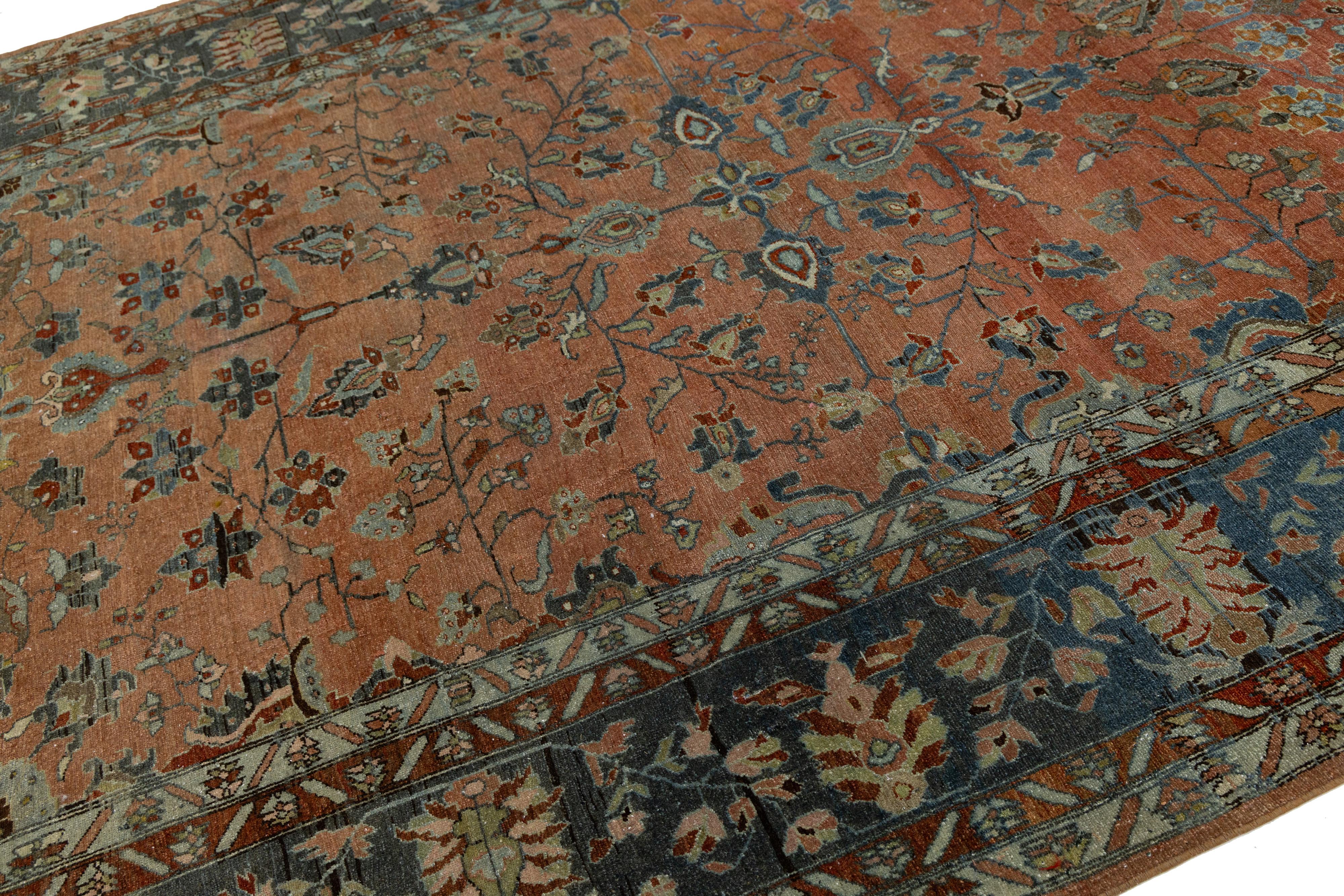 Antique Persian Mahal Rug in Red Hand-Knotted Wool, 20th Century en vente 3