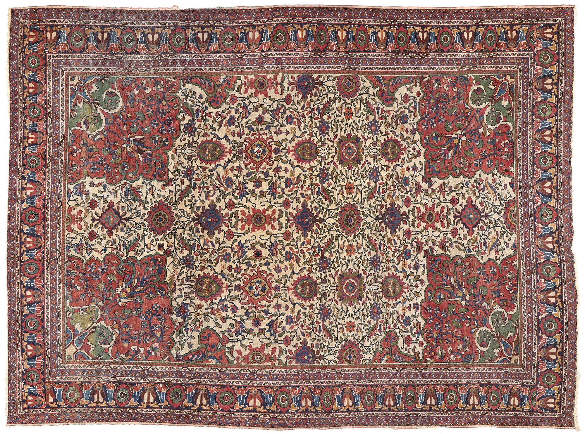 Antique Persian Mahal Rug, Ivy League Style Meets Relaxed Refinement For Sale 3