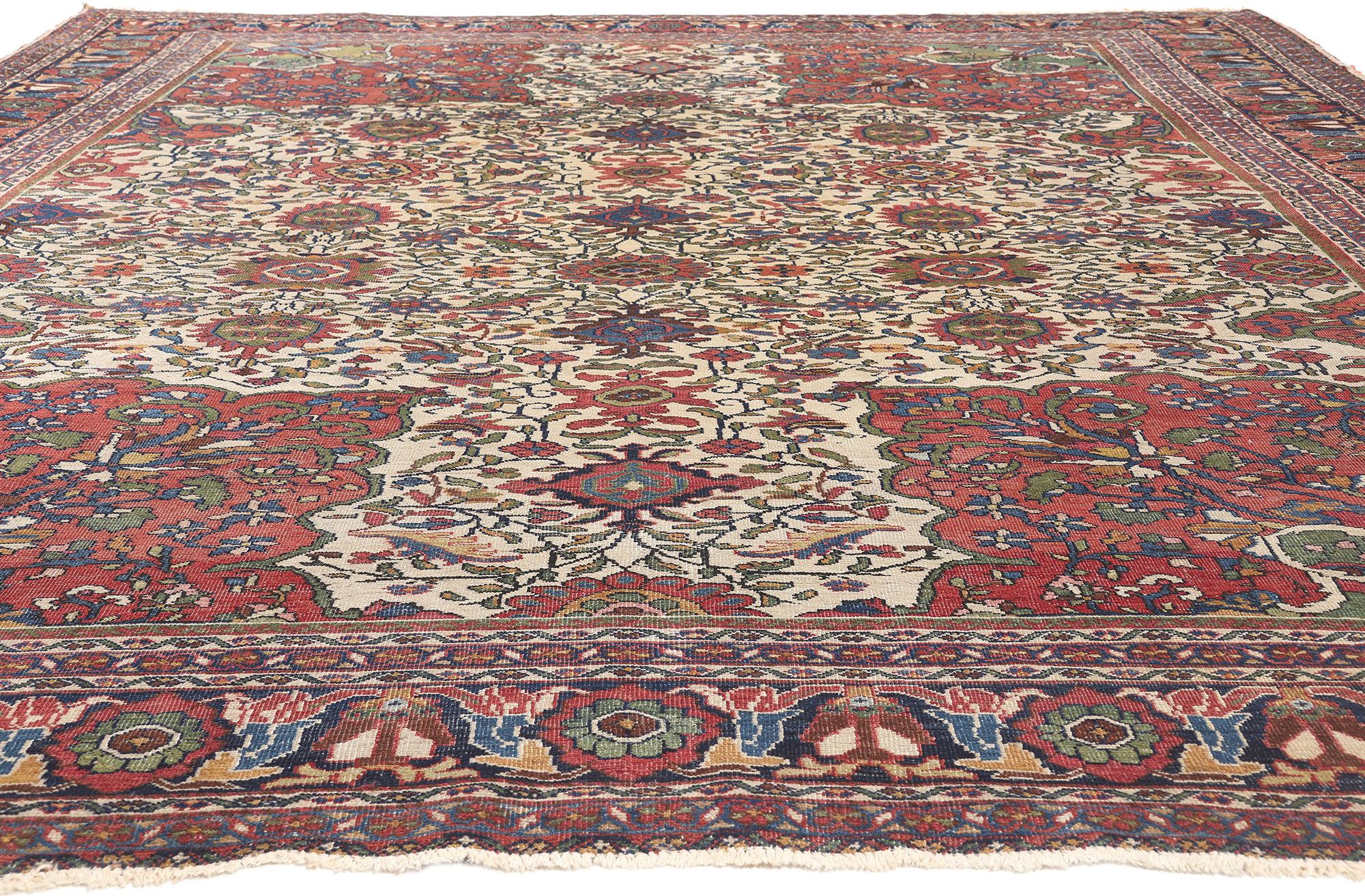 Sultanabad Antique Persian Mahal Rug, Ivy League Style Meets Relaxed Refinement For Sale