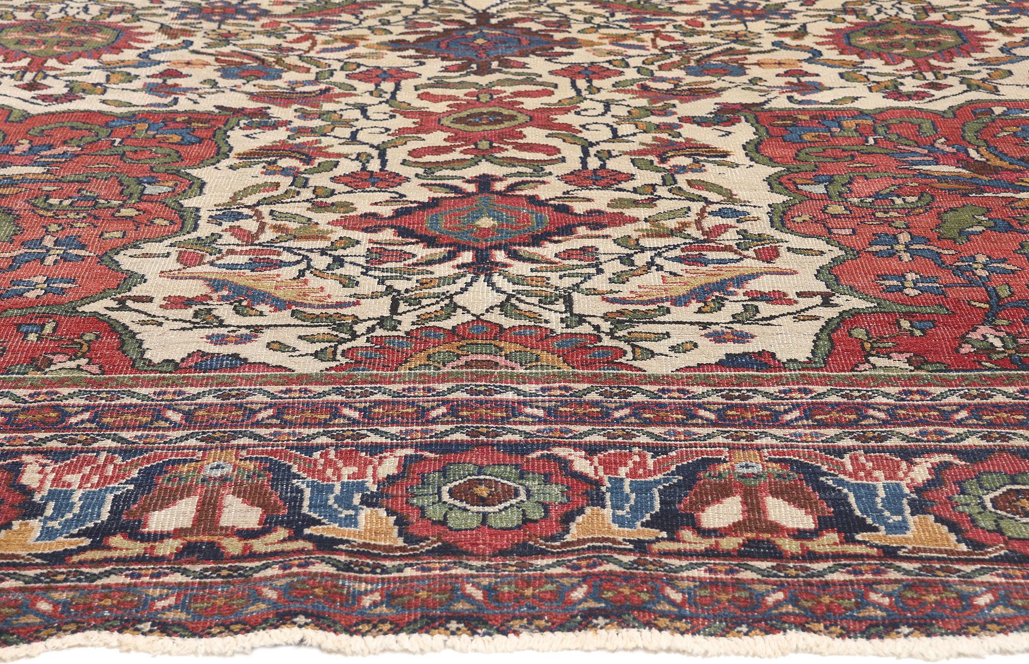 Hand-Knotted Antique Persian Mahal Rug, Ivy League Style Meets Relaxed Refinement For Sale