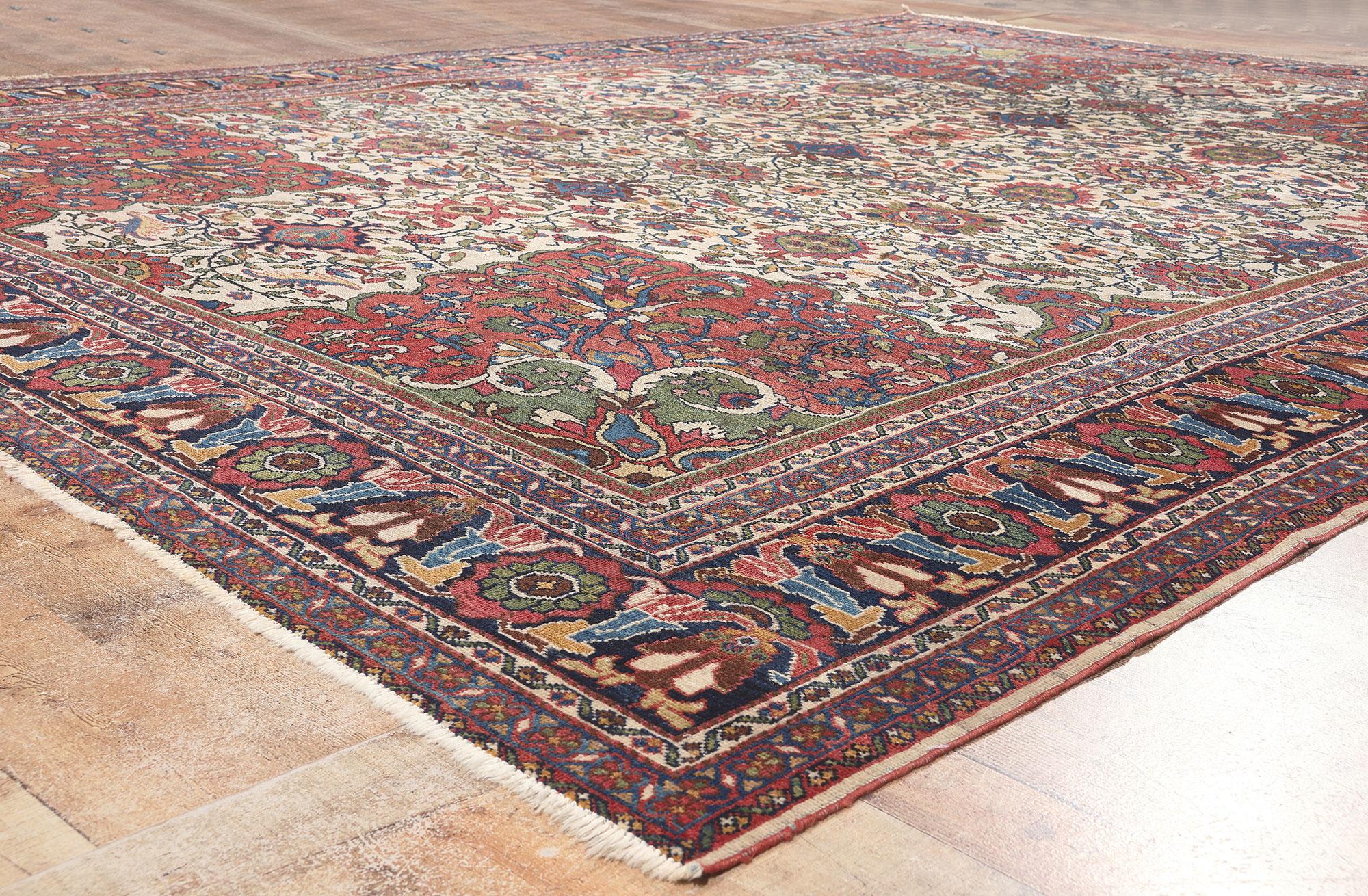 Wool Antique Persian Mahal Rug, Ivy League Style Meets Relaxed Refinement For Sale