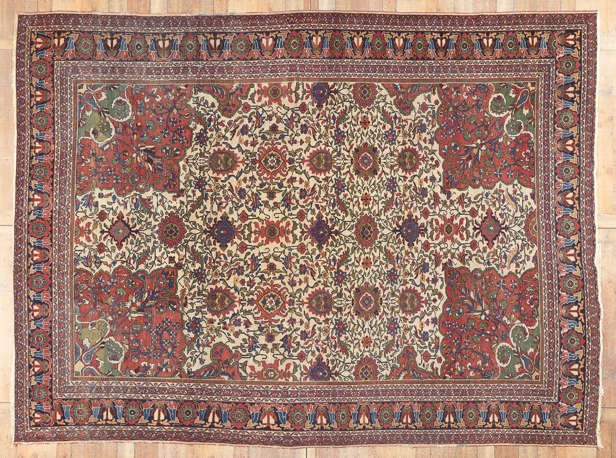 Antique Persian Mahal Rug, Ivy League Style Meets Relaxed Refinement For Sale 2