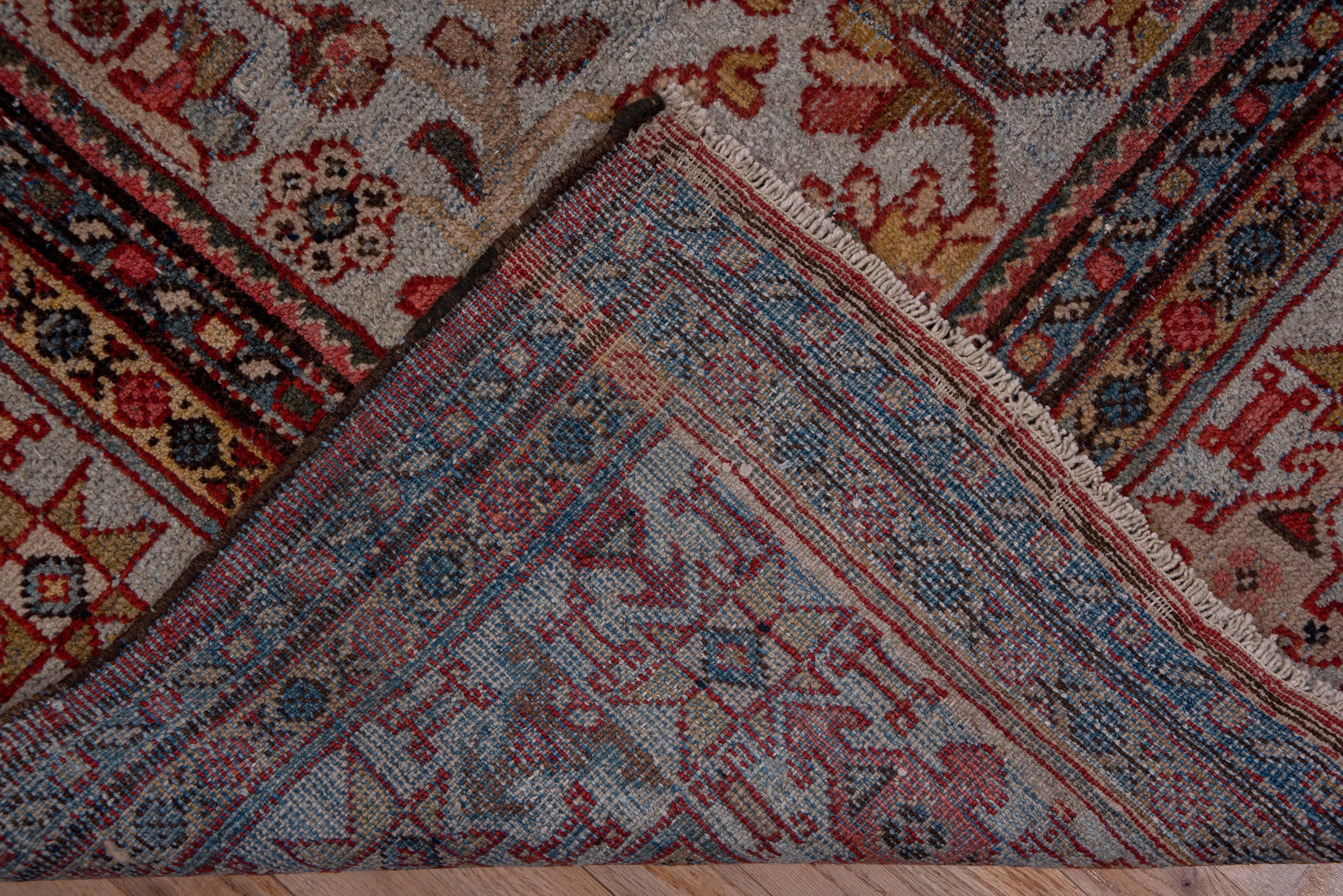 Antique Persian Mahal Rug, Light Gray Borders, Red and Gray Field, circa 1930s For Sale 4