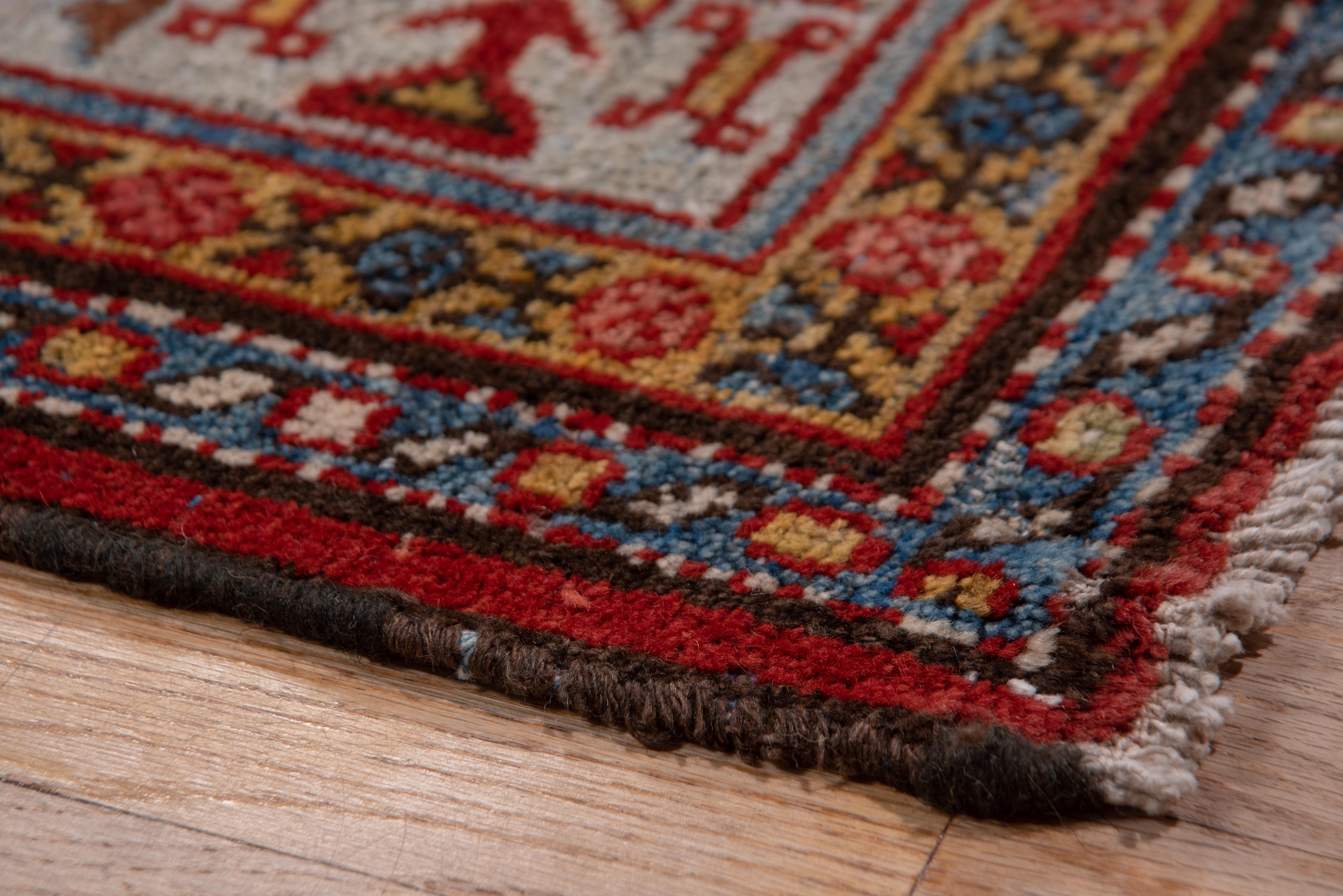 Hand-Knotted Antique Persian Mahal Rug, Light Gray Borders, Red and Gray Field, circa 1930s For Sale