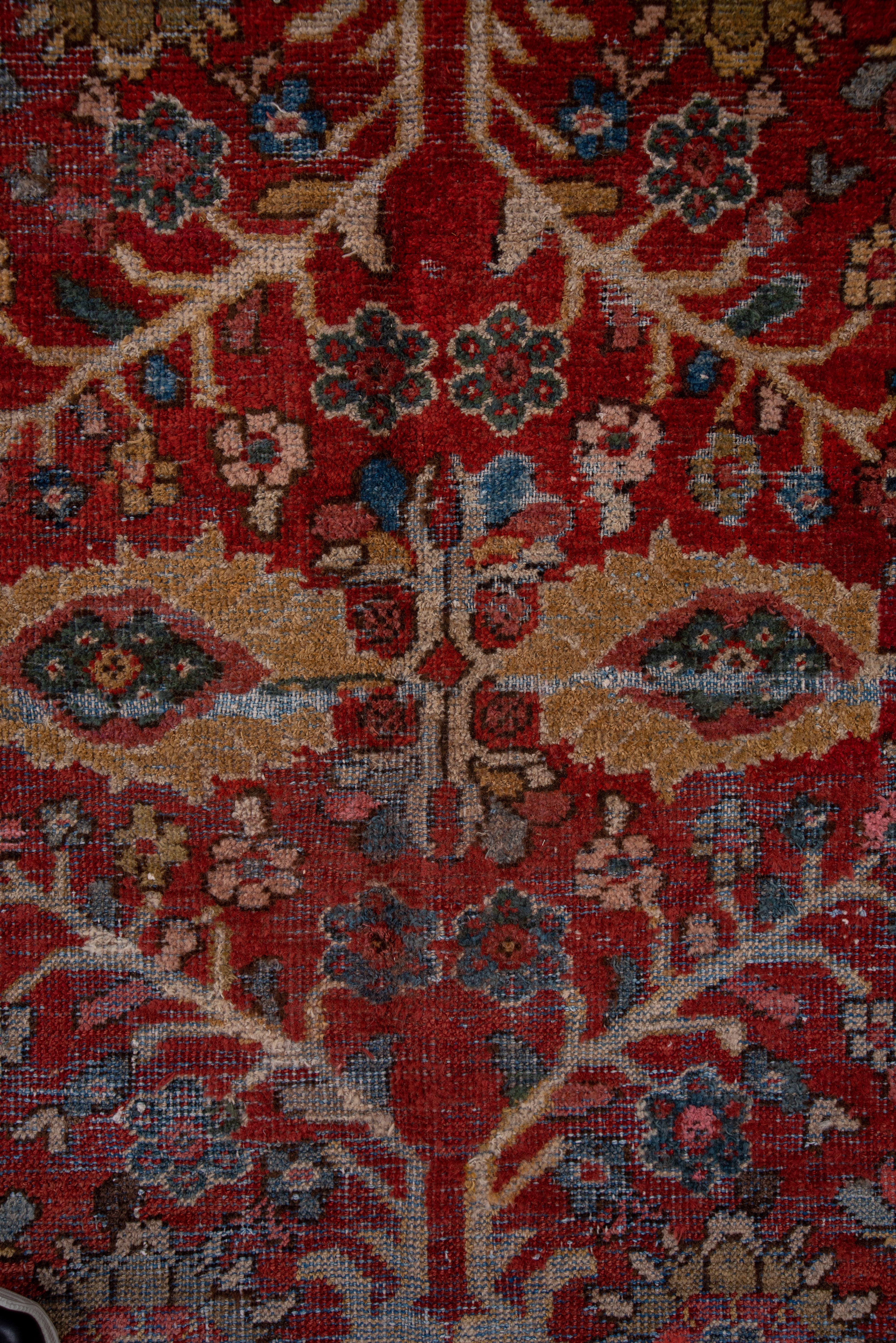 Antiker persischer Mahal-Teppich, hellgrauer Rand, rotes und graues Feld, ca. 1930er Jahre (Wolle) im Angebot