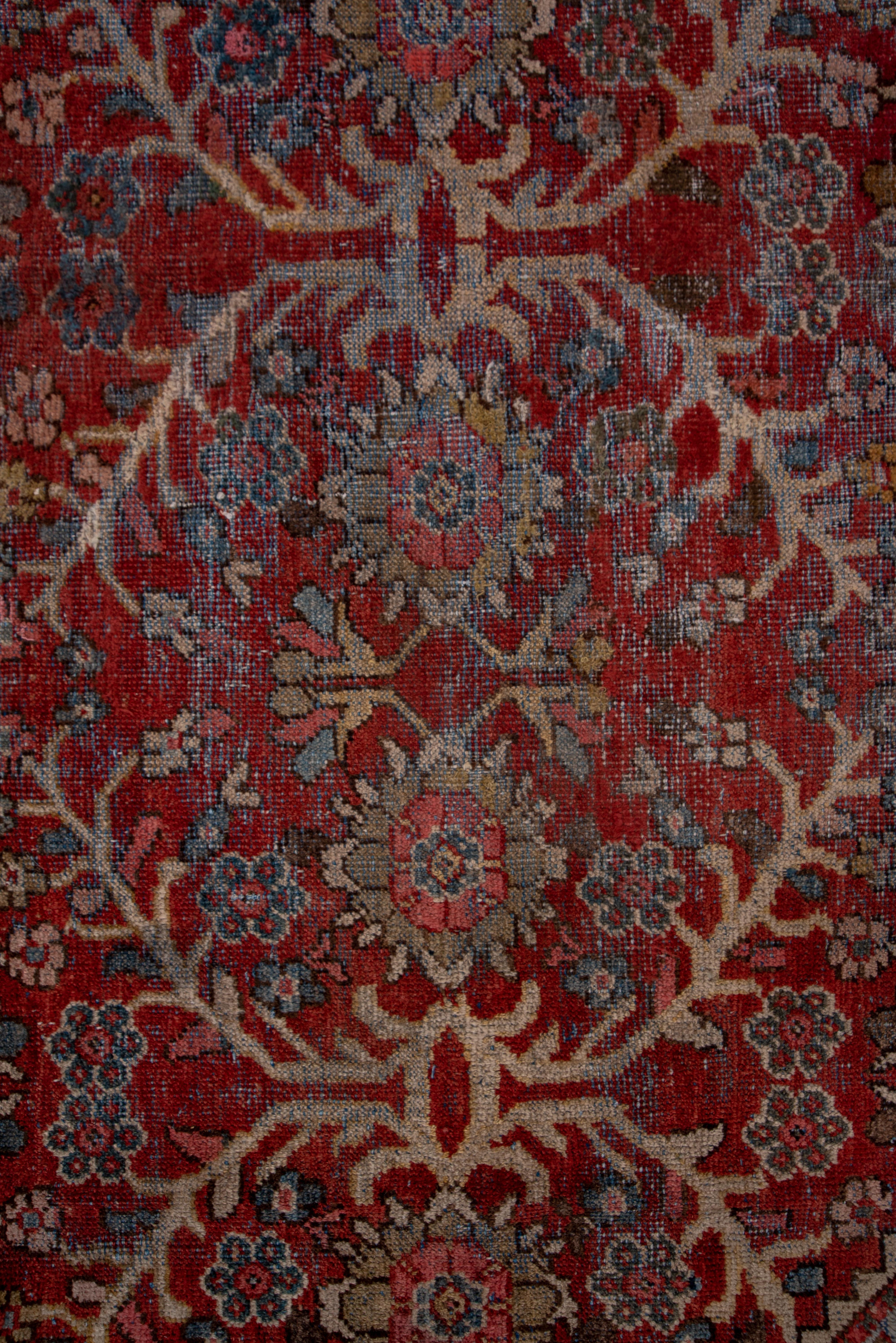 Antique Persian Mahal Rug, Light Gray Borders, Red and Gray Field, circa 1930s For Sale 2