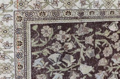 Antique Persian Mahal Rug Lush Botanical Motif on A Brown Field  4'2" X5'7"