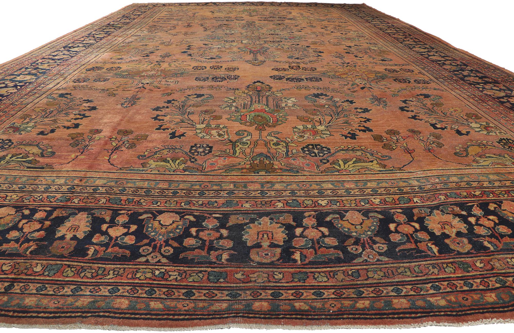 Malayer Oversized Antique Persian Mahal Rug, Hotel Lobby Size Carpet For Sale