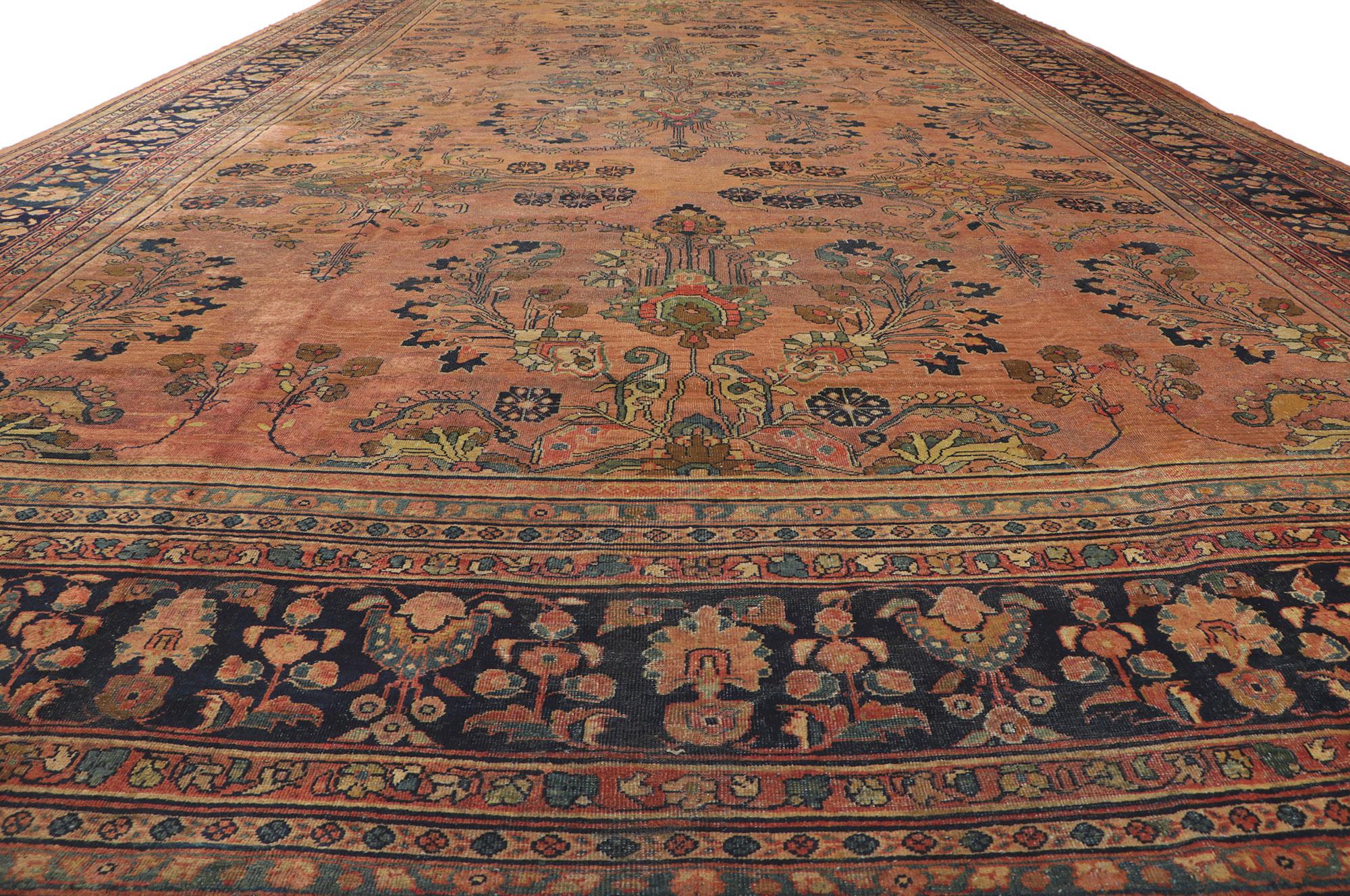 Hand-Knotted Oversized Antique Persian Mahal Rug, Hotel Lobby Size Carpet For Sale