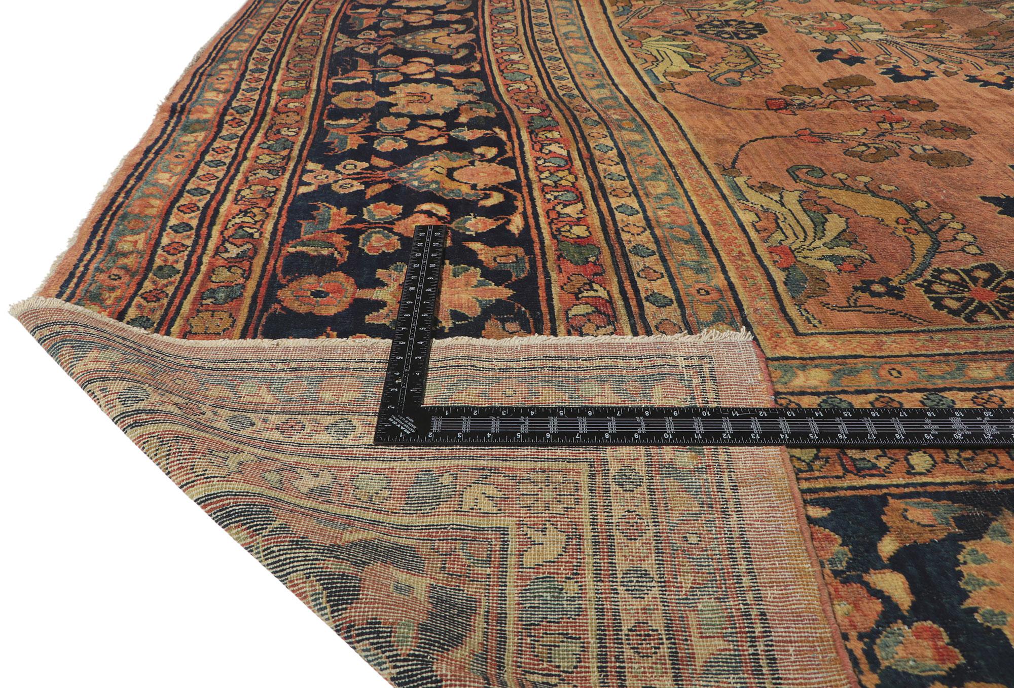 Oversized Antique Persian Mahal Rug, Hotel Lobby Size Carpet In Good Condition For Sale In Dallas, TX