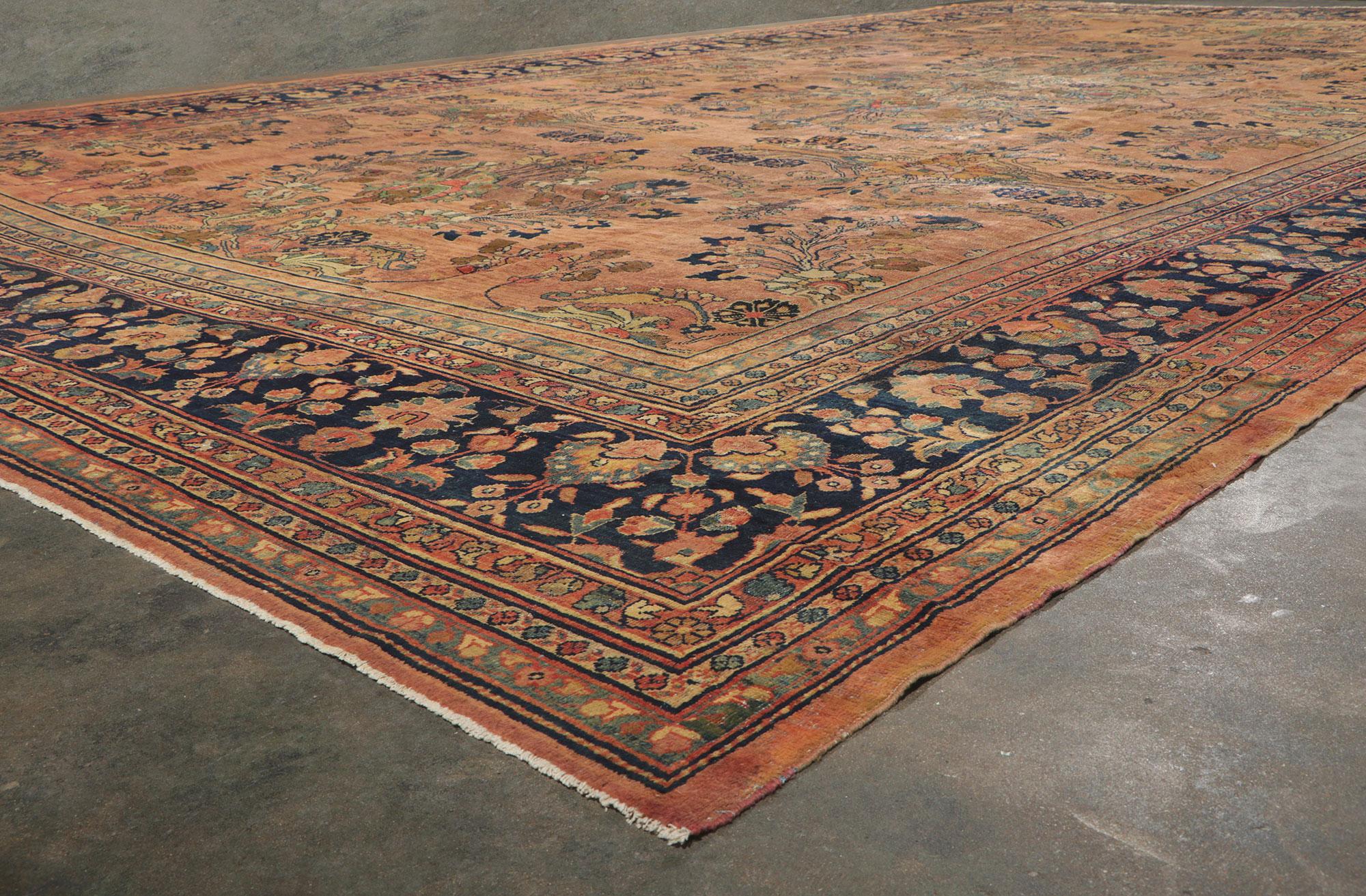 20th Century Oversized Antique Persian Mahal Rug, Hotel Lobby Size Carpet For Sale