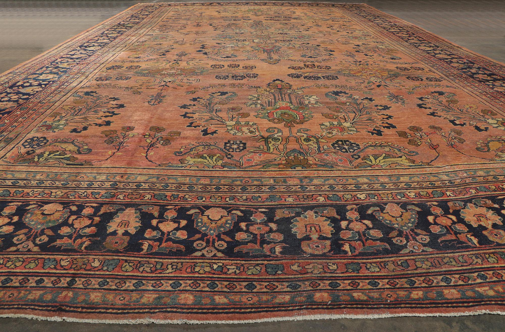 Wool Oversized Antique Persian Mahal Rug, Hotel Lobby Size Carpet For Sale