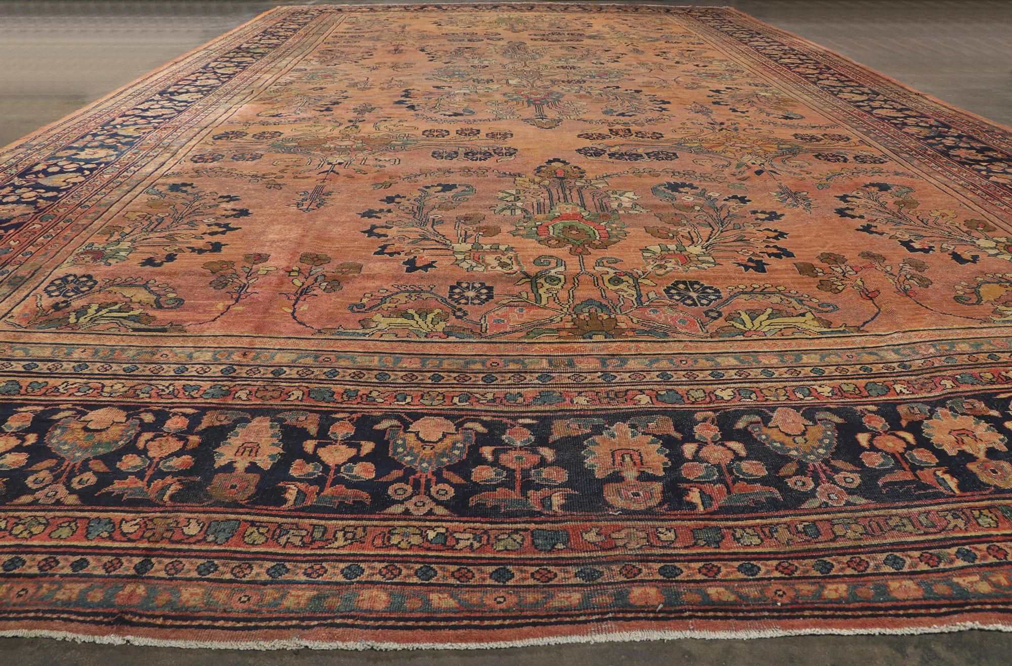 20ième siècle Tapis Persan Antique Mahal Hotel Taille Lobby en vente