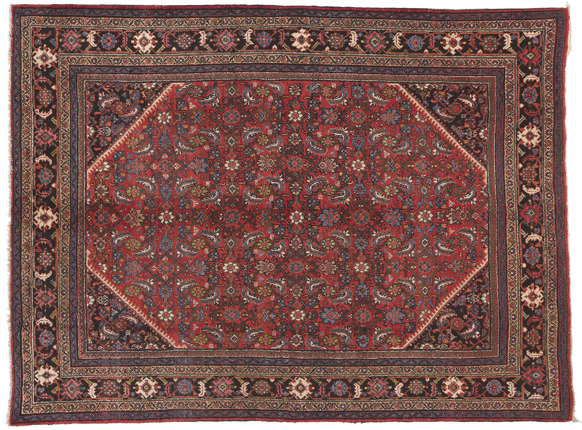 Antique Persian Mahal Rug, Perpetually Posh Meets Ivy League Style For Sale 3