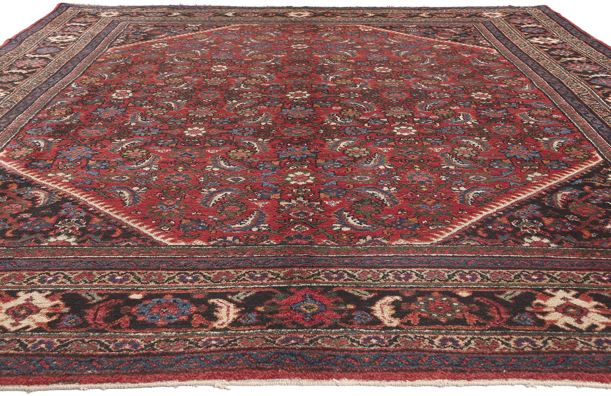 Malayer Antique Persian Mahal Rug, Perpetually Posh Meets Ivy League Style For Sale