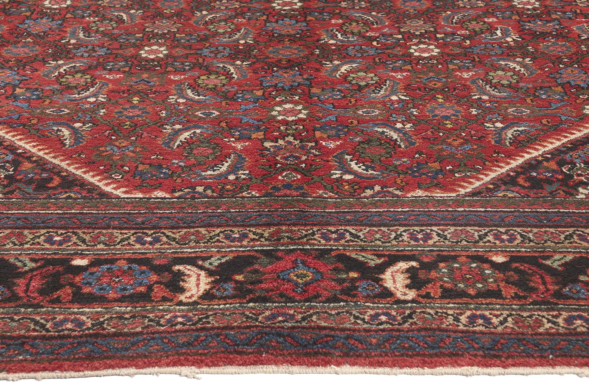 Hand-Knotted Antique Persian Mahal Rug, Perpetually Posh Meets Ivy League Style For Sale