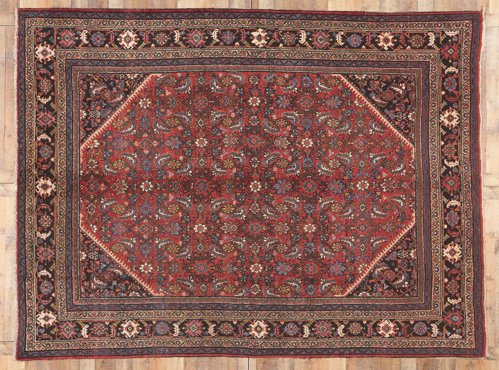 Antique Persian Mahal Rug, Perpetually Posh Meets Ivy League Style For Sale 2