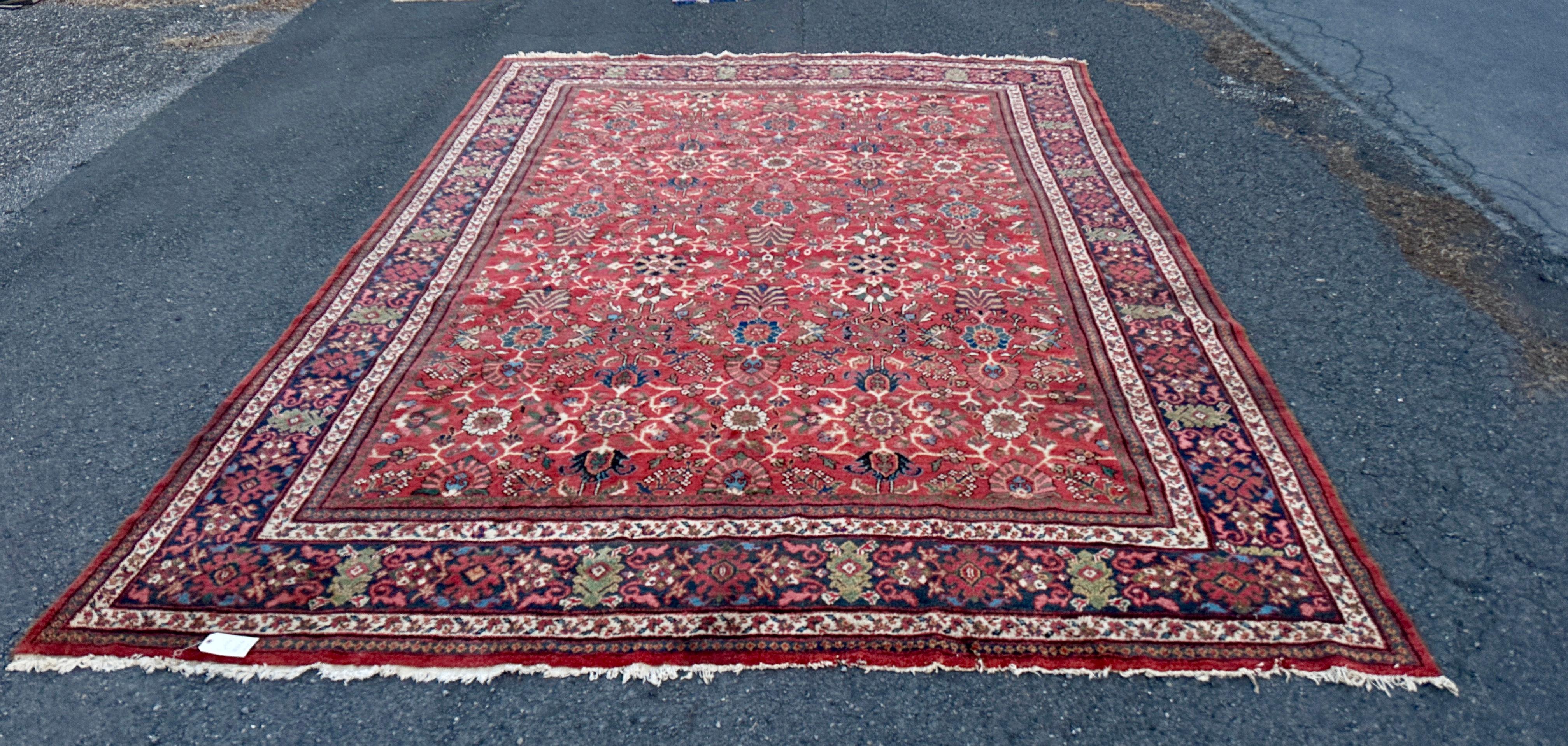Antique Persian Mahal Rug - RR5299

This is an antique Persian Mahal Rug in very good condition  made c. 1930s/1940s. 100% wool pile.

A Mahal rug is a large, hand-woven Persian rug with a bold geometric design and vibrant colors. They are known for