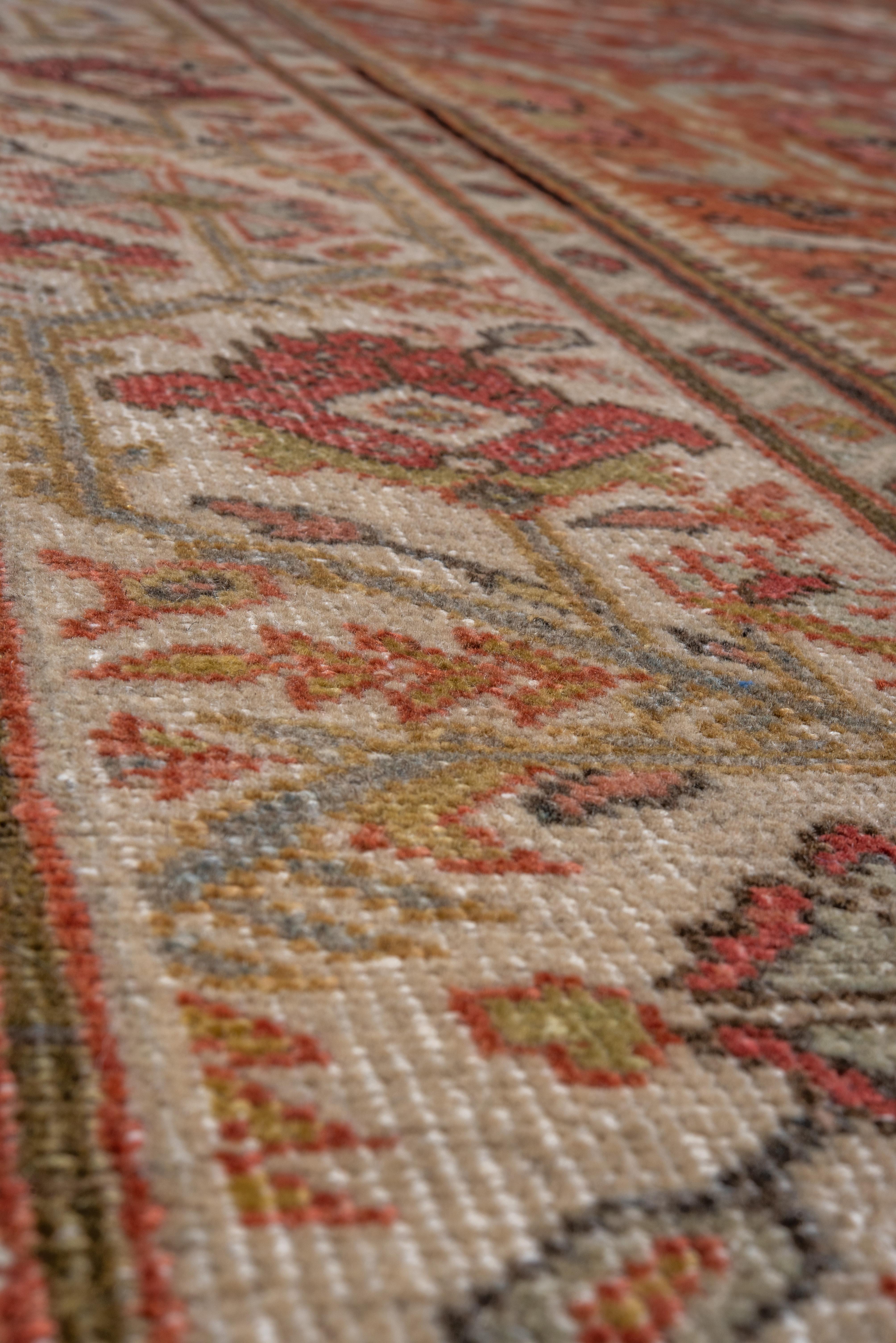 Hand-Knotted Antique Persian Mahal Rug, Rust Field, circa 1920s