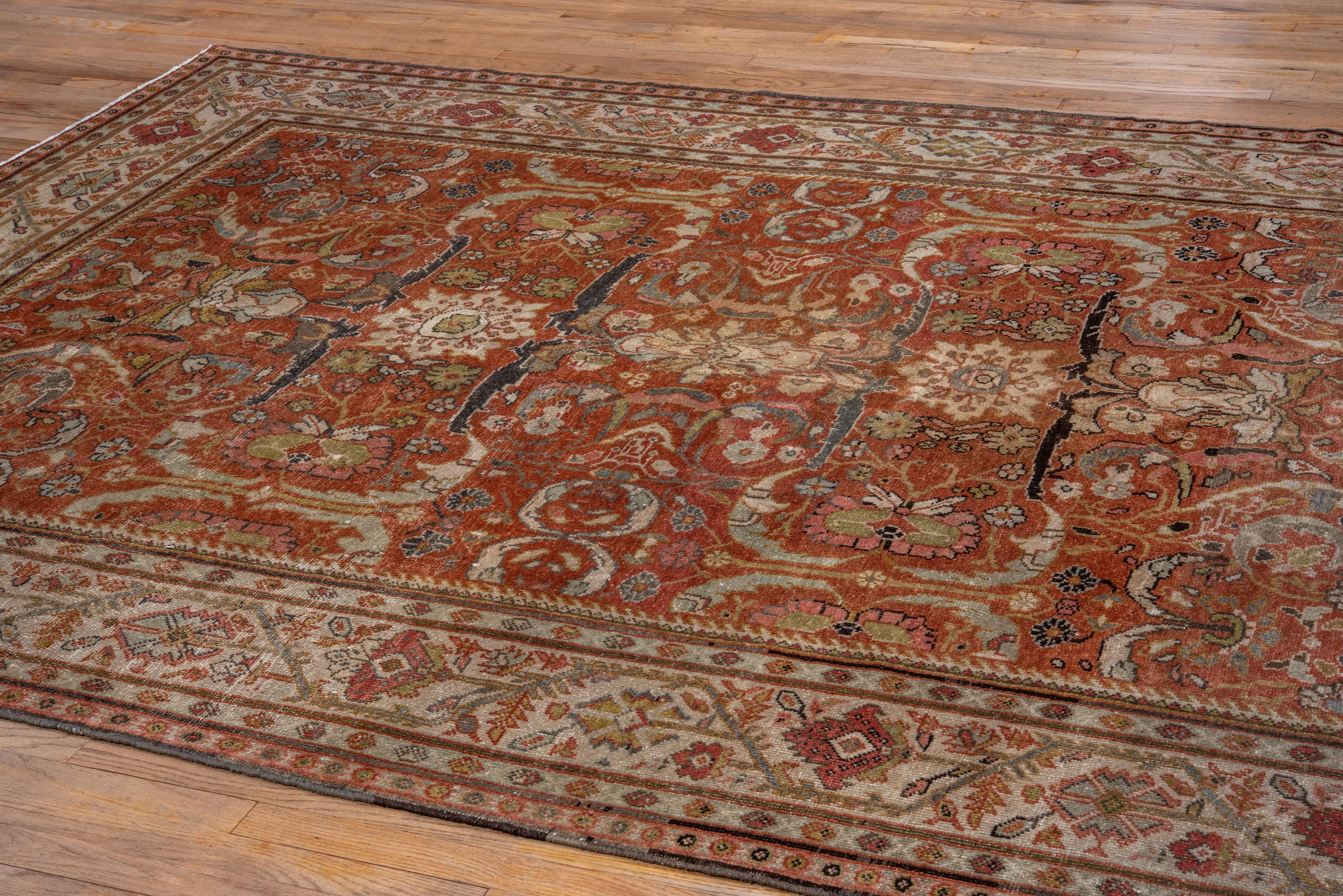 Antique Persian Mahal Rug, Rust Field, circa 1920s In Good Condition In New York, NY