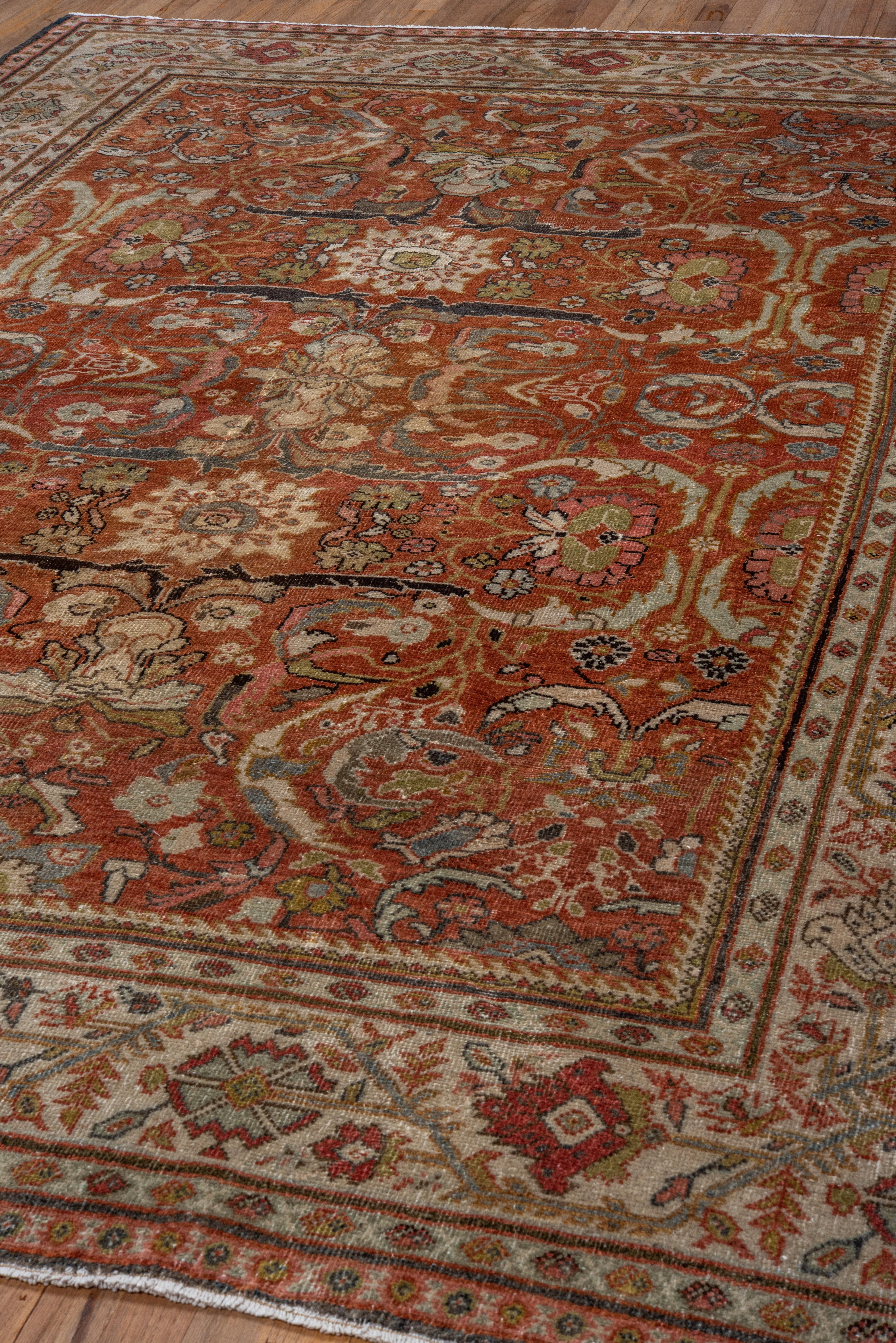 Early 20th Century Antique Persian Mahal Rug, Rust Field, circa 1920s