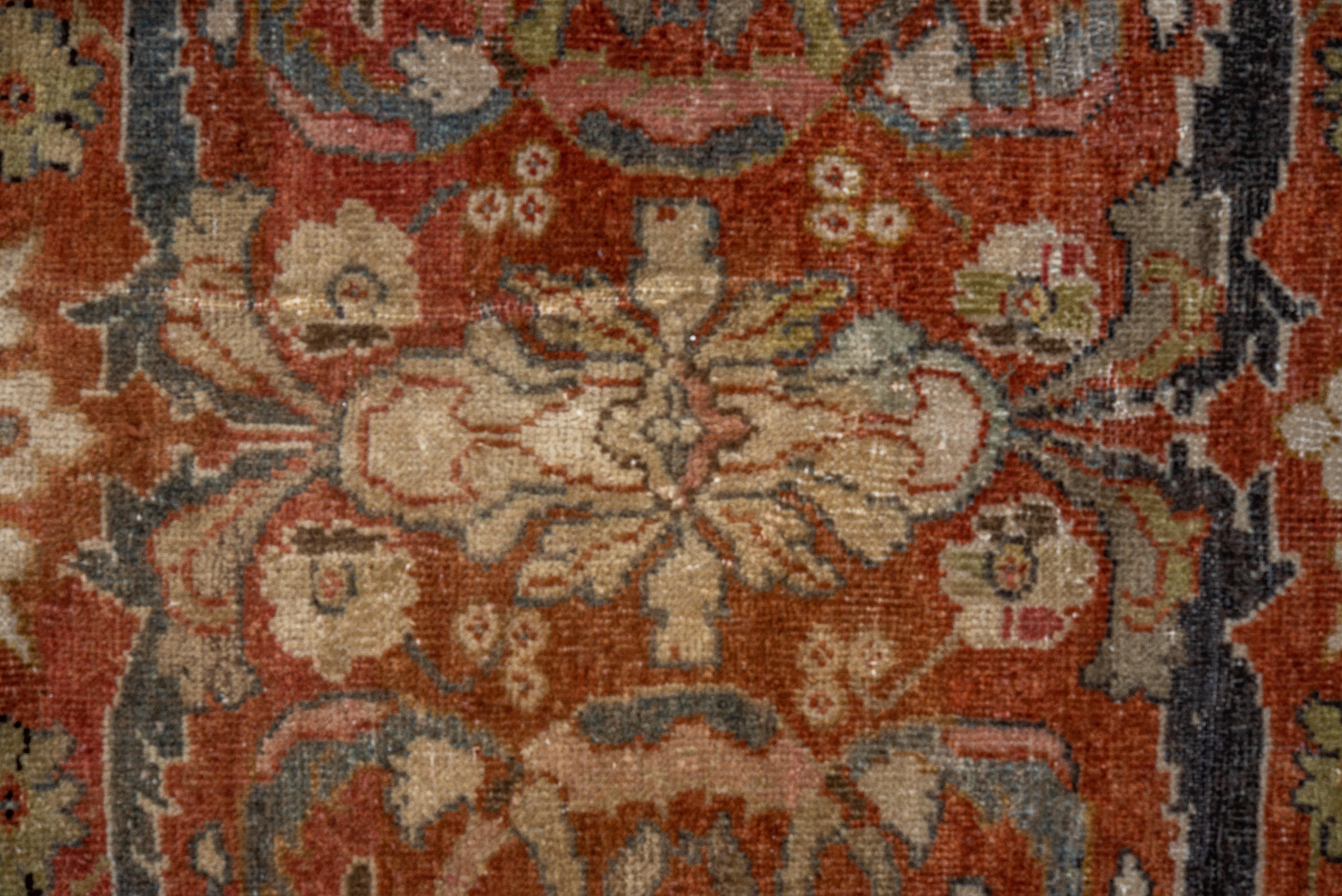 Wool Antique Persian Mahal Rug, Rust Field, circa 1920s