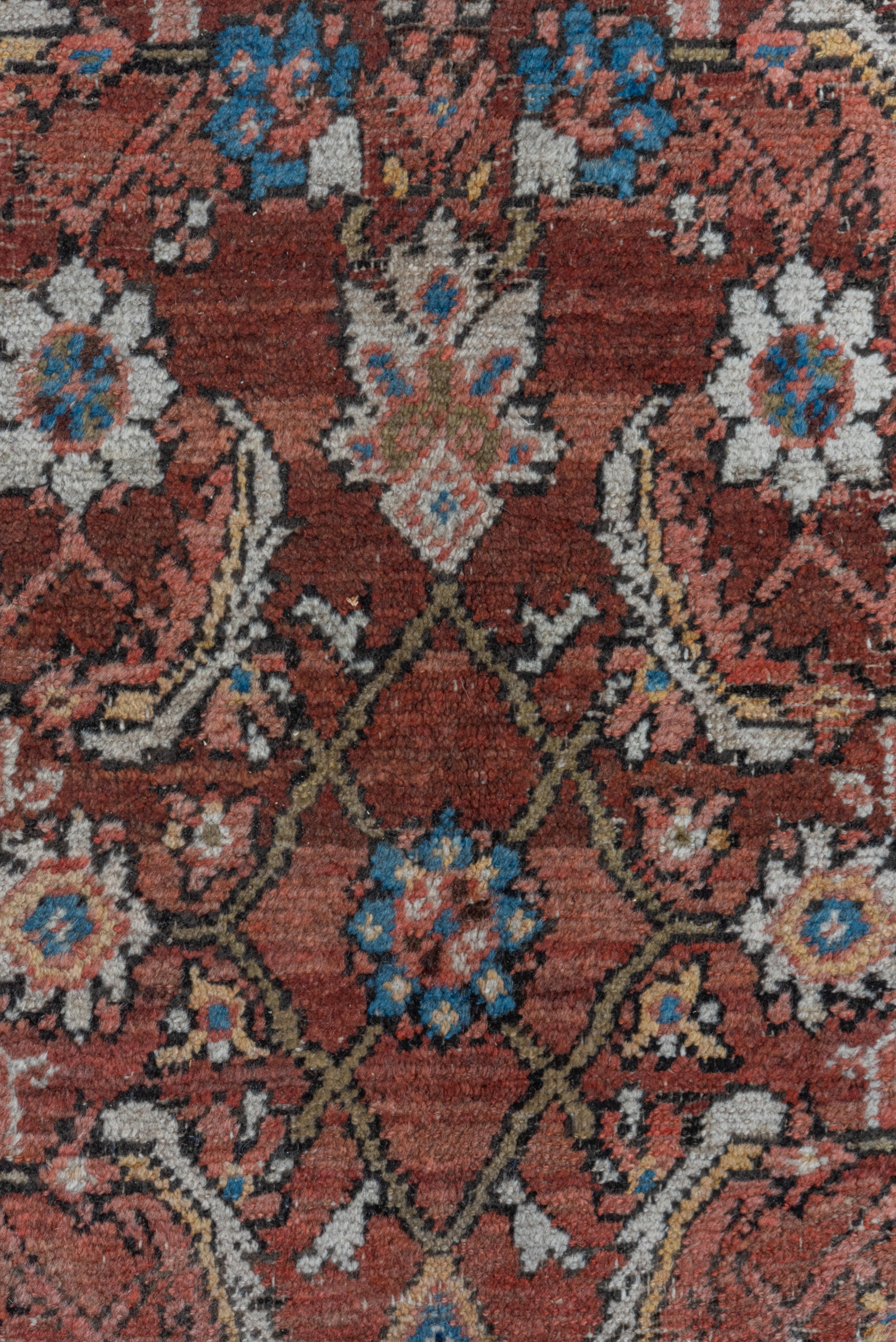 Early 20th Century Antique Persian Mahal Rug, Rust Field, Yellow Borders, circa 1920s For Sale