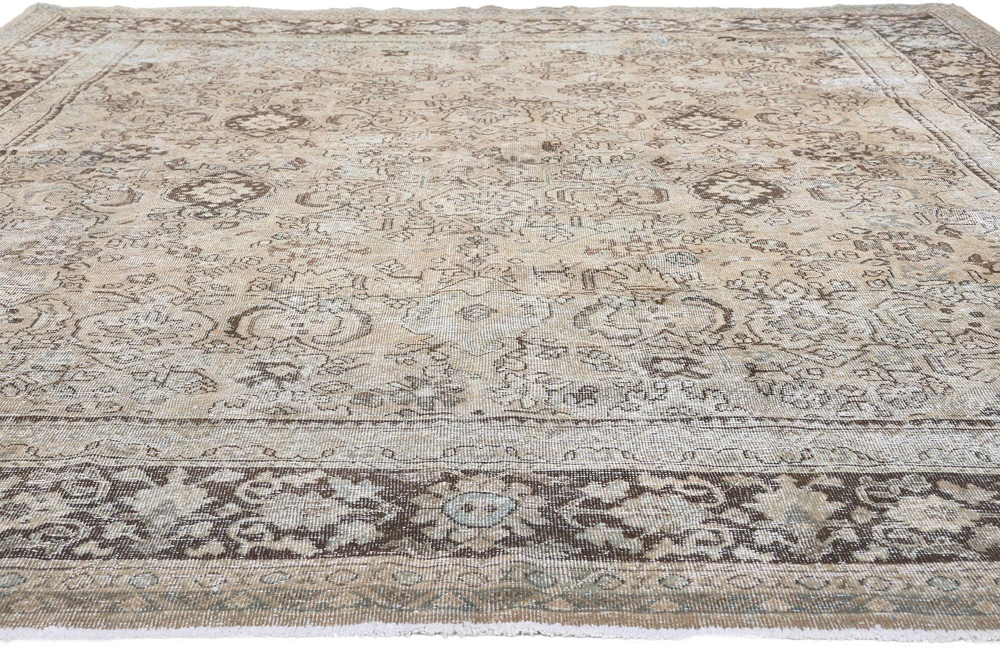 Hand-Knotted Antique Persian Mahal Rug, Rustic and Refined Meets Laid-Back Luxury For Sale