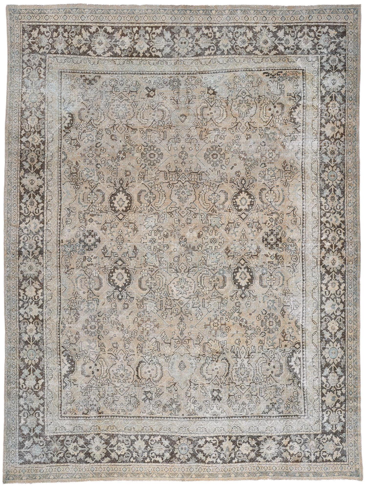 Antiker persischer Mahal-Teppich, Rustikal und raffiniert trifft auf entspannten Luxus