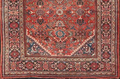 Antique Persian Mahal Rug with All Over Design in Soft Red and Dark Border