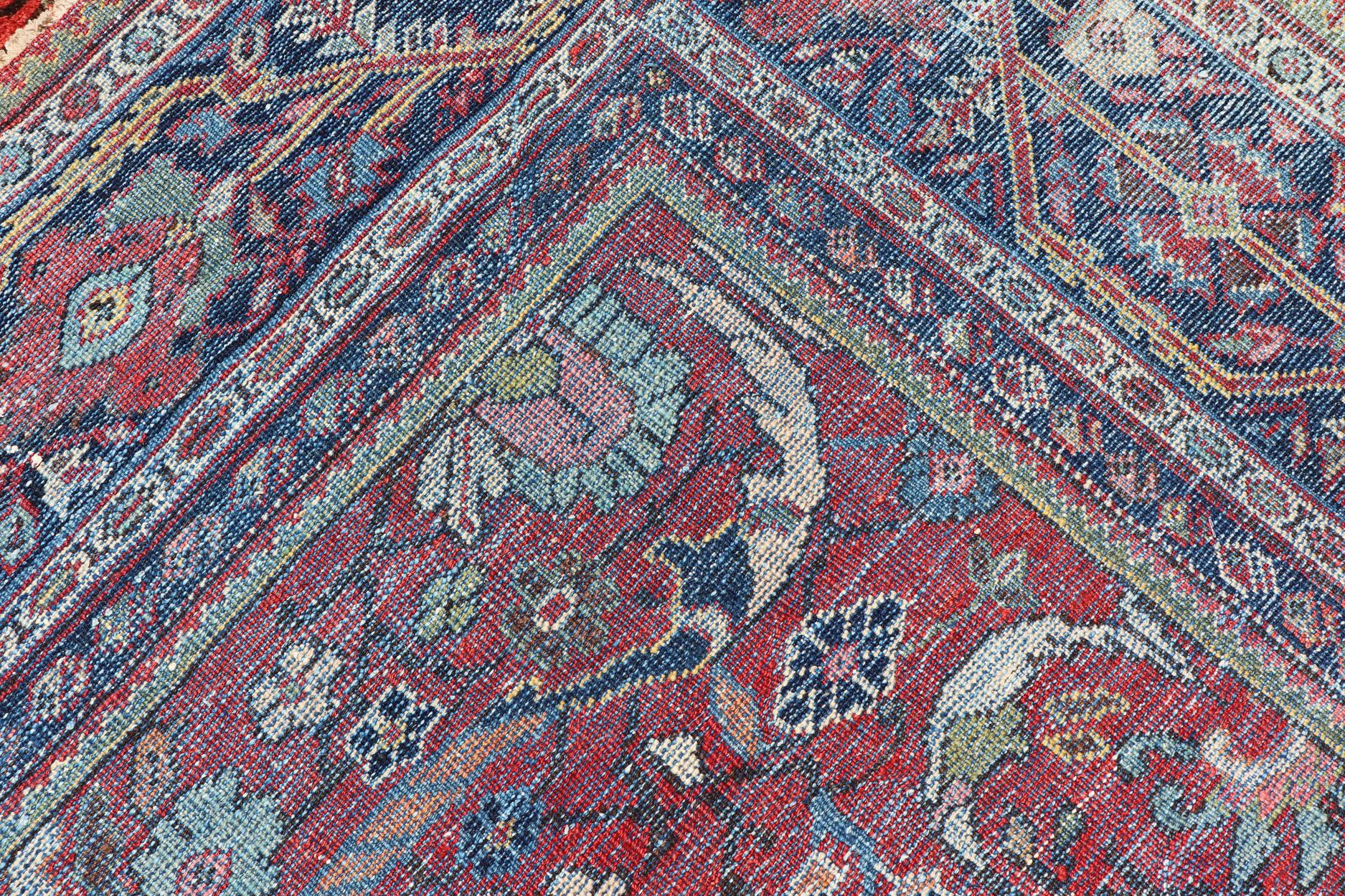 Colorful Antique Persian Mahal/Sultanabad Rug with All-Over Floral Design  For Sale 11