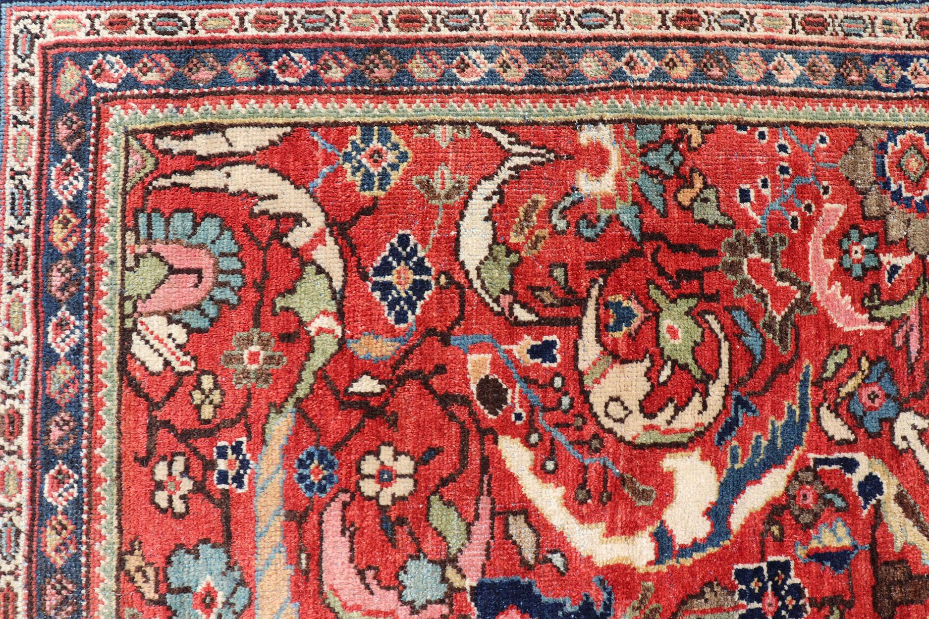 Hand-Knotted Colorful Antique Persian Mahal/Sultanabad Rug with All-Over Floral Design  For Sale