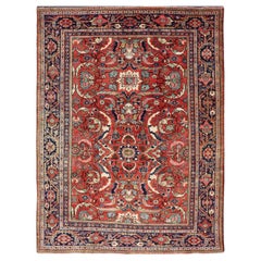 Colorful Antique Persian Mahal/Sultanabad Rug with All-Over Floral Design 