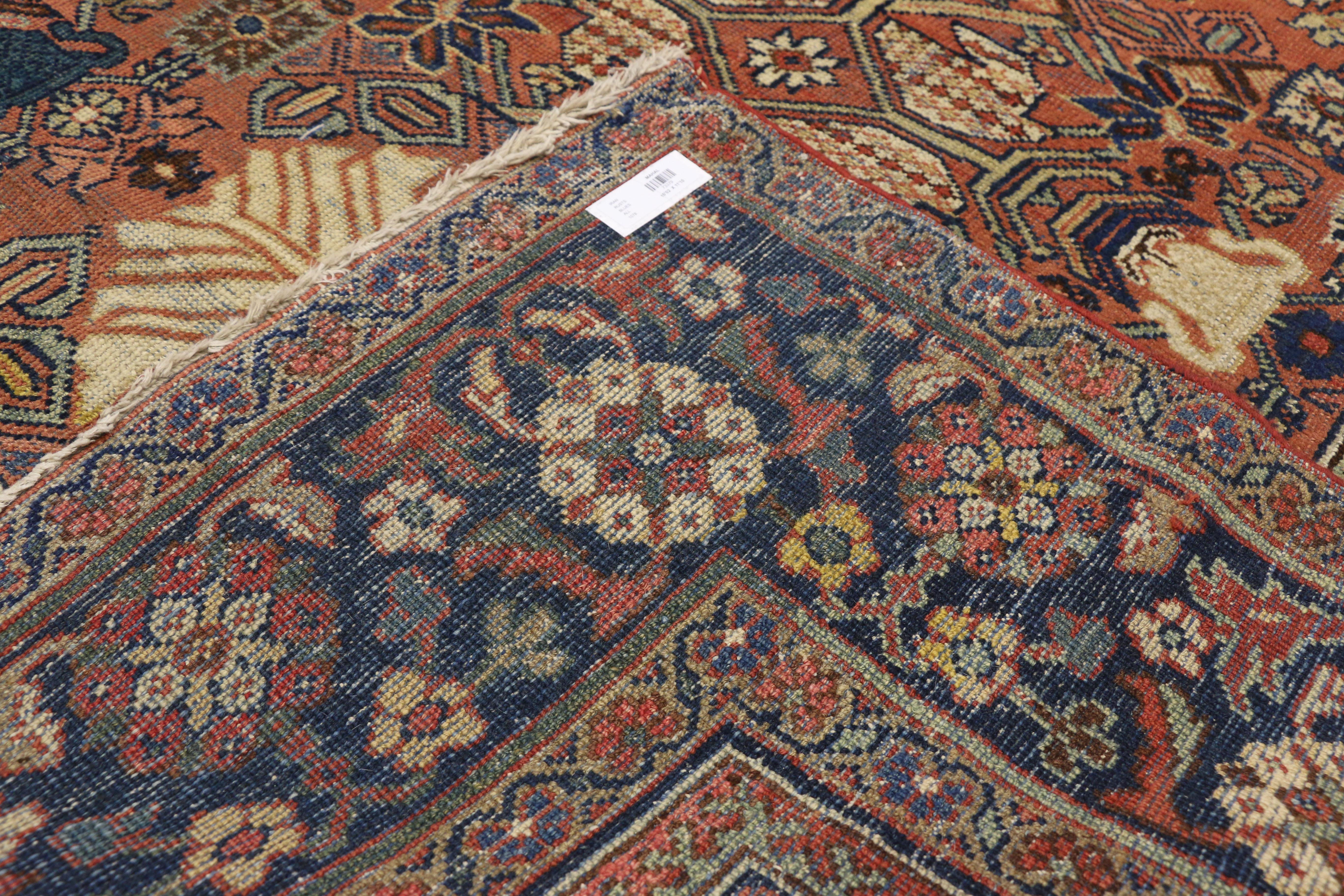 20th Century Antique Persian Mahal Rug with Rustic Arts and Crafts Style
