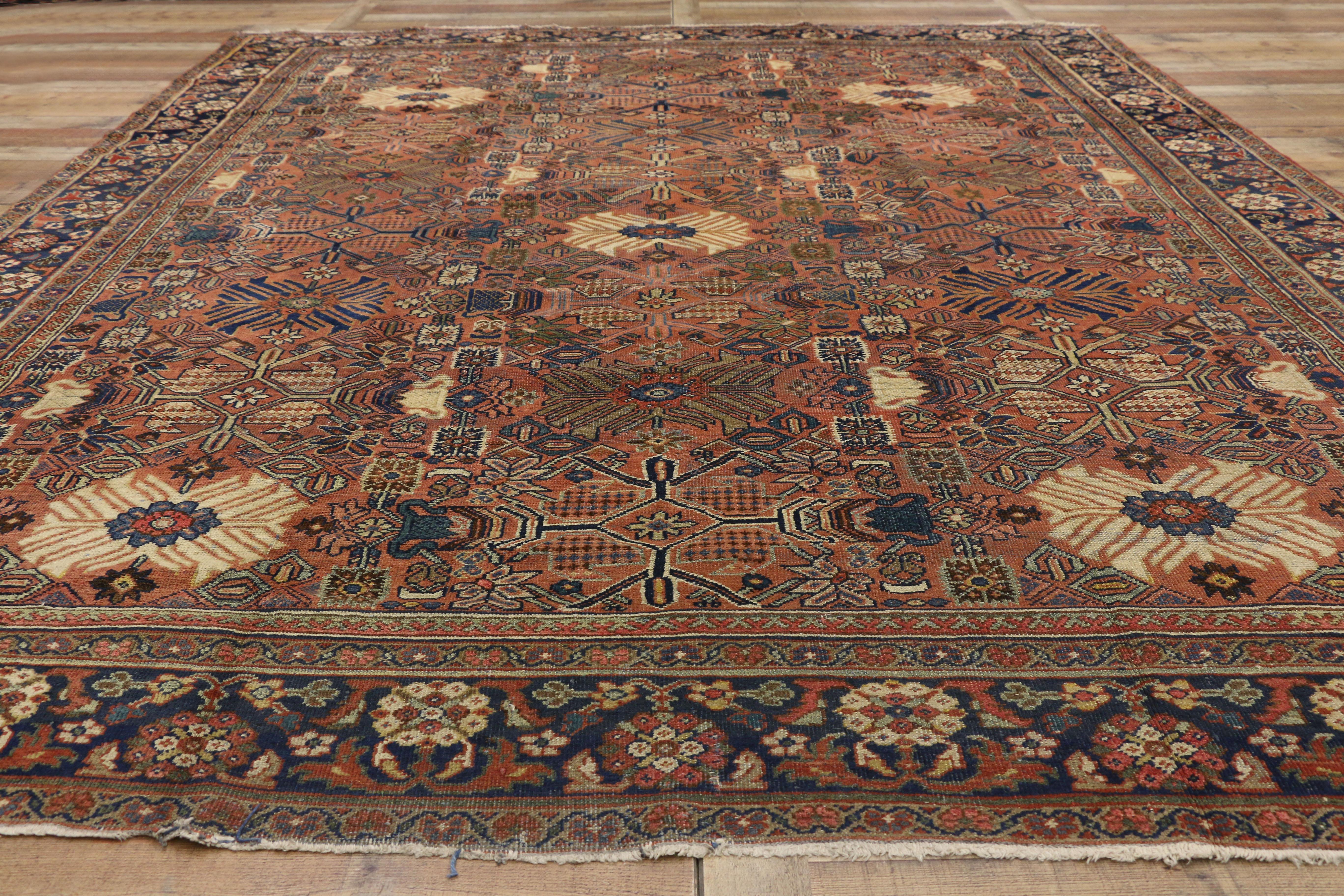 Antique Persian Mahal Rug with Rustic Arts and Crafts Style 1