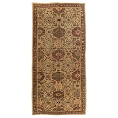 Antique Persian Mahal Rug with Beige and Rust Floral Details on Ivory Field